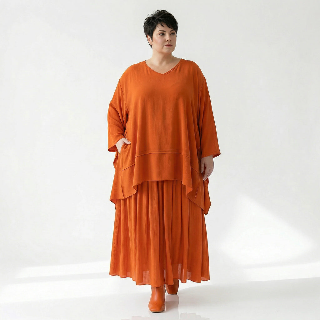 A-Form Rock von AKH Fashion aus Viskose, 1576.07186, Orange, Ausgefallen, Zeitlos, Schick