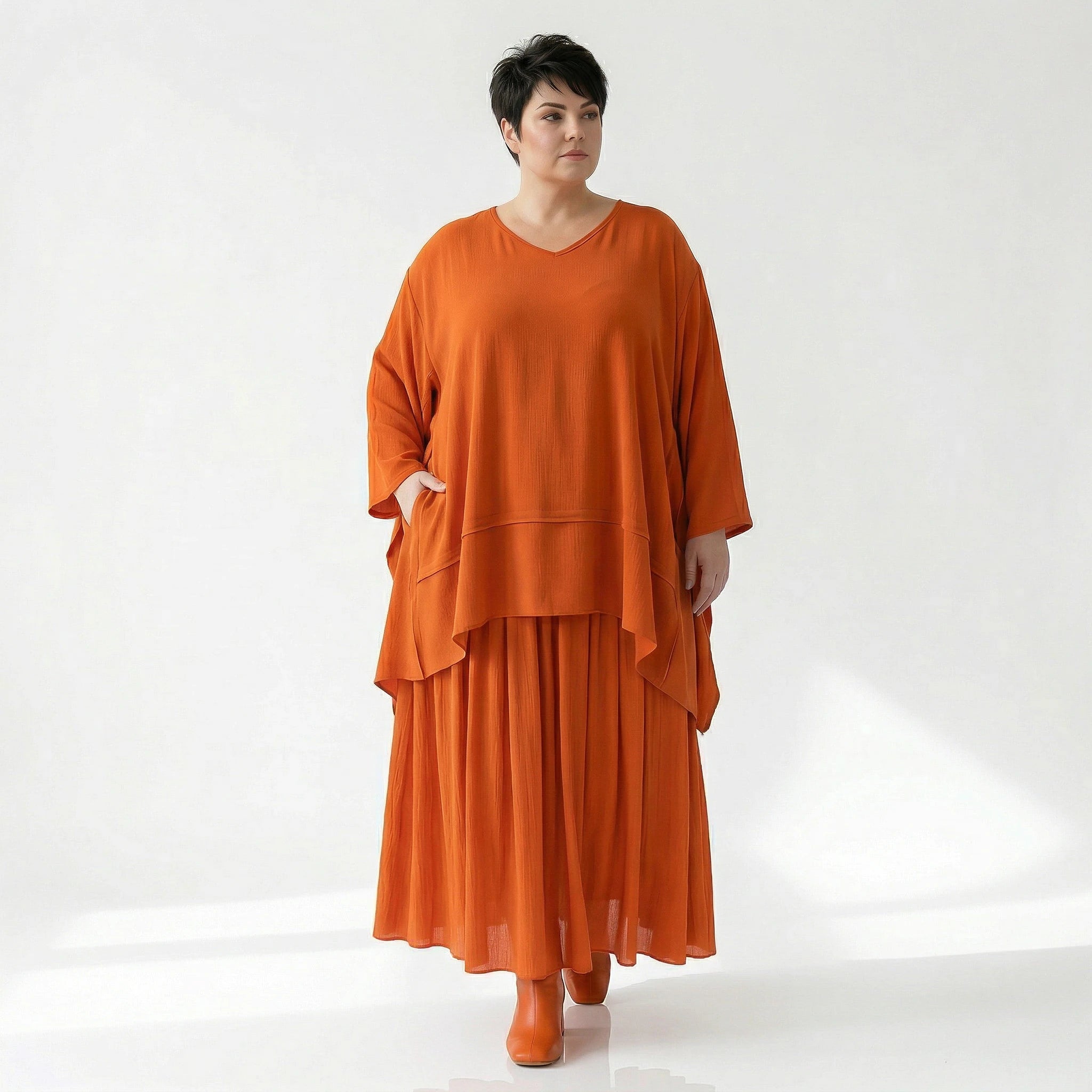 A-Form Rock von AKH Fashion aus Viskose, 1576.07186, Orange, Ausgefallen, Zeitlos, Schick