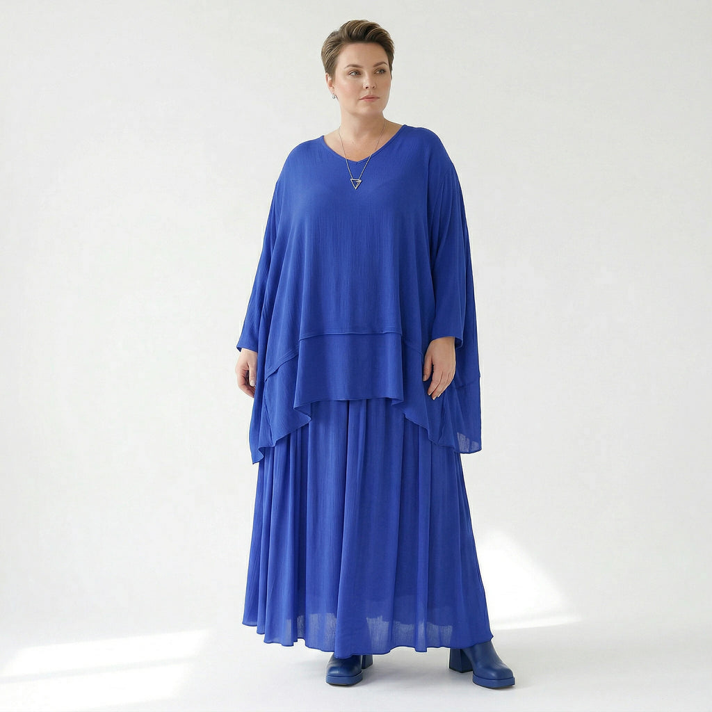 A-Form Rock von AKH Fashion aus Viskose, 1576.07186, Royalblau, Ausgefallen, Zeitlos