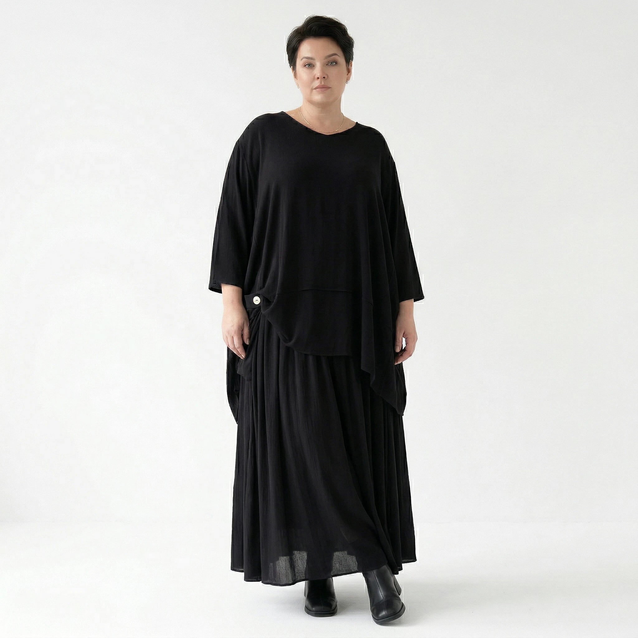 A-Form Rock von AKH Fashion aus Viskose, 1576.07186, Schwarz, Ausgefallen, Zeitlos, Schick