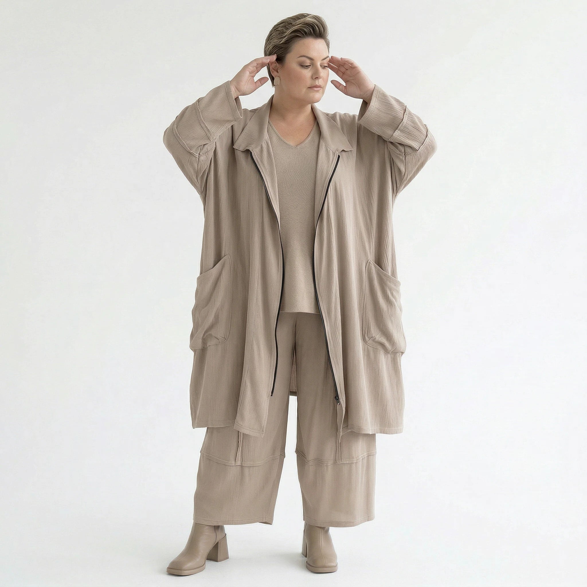 Ballonhose von AKH Fashion aus Viskose, 1576.07189, Beige, Ausgefallen, Zeitlos, Schick