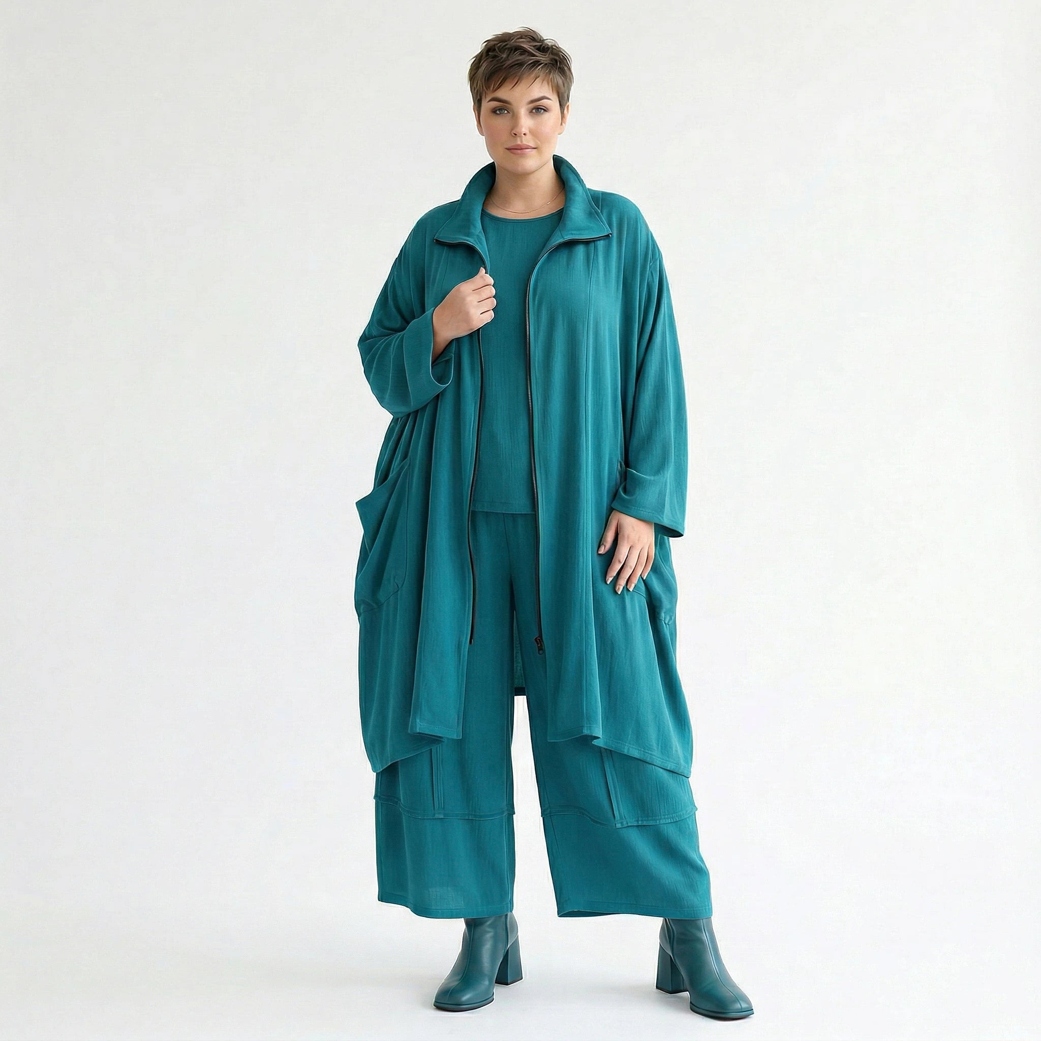 Ballonhose von AKH Fashion aus Viskose, 1576.07189, Petrol, Ausgefallen, Zeitlos, Schick