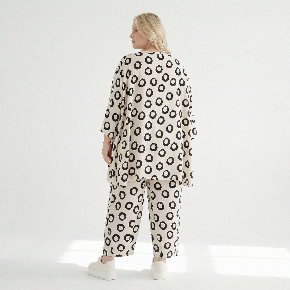 Ballonhose von AKH Fashion aus Baumwolle, 1577.07070, Ecru/Schwarz, Punkte, Ausgefallen