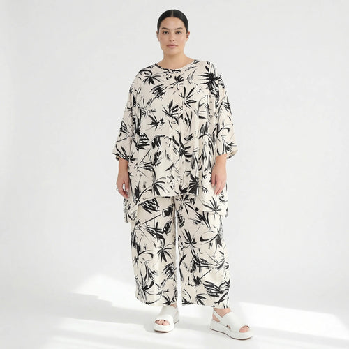 Ballonhose von AKH Fashion aus Baumwolle, 1578.07070, Ecru/Schwarz, Blumen, Ausgefallen