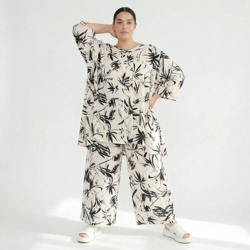 Ballonhose von AKH Fashion aus Baumwolle, 1578.07070, Ecru/Schwarz, Blumen, Ausgefallen