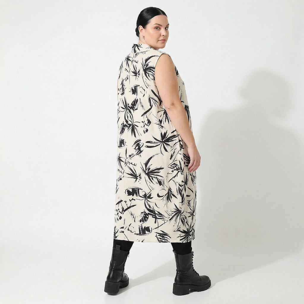 Ballonkleid von AKH Fashion aus Baumwolle, 1578.07072, Ecru/Schwarz, Blumen, Ausgefallen