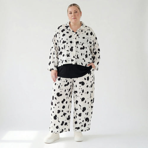 Ballonhose von AKH Fashion aus Viskose, 1579.07126, Weiß/Schwarz, Kleckse, Ausgefallen