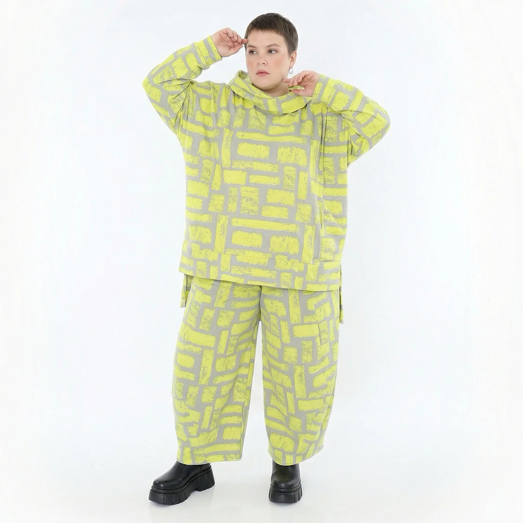 Ballonhose von AKH Fashion aus Baumwolle, 1580.08069, Gelb/Grau, Ziegelsteine, Schick