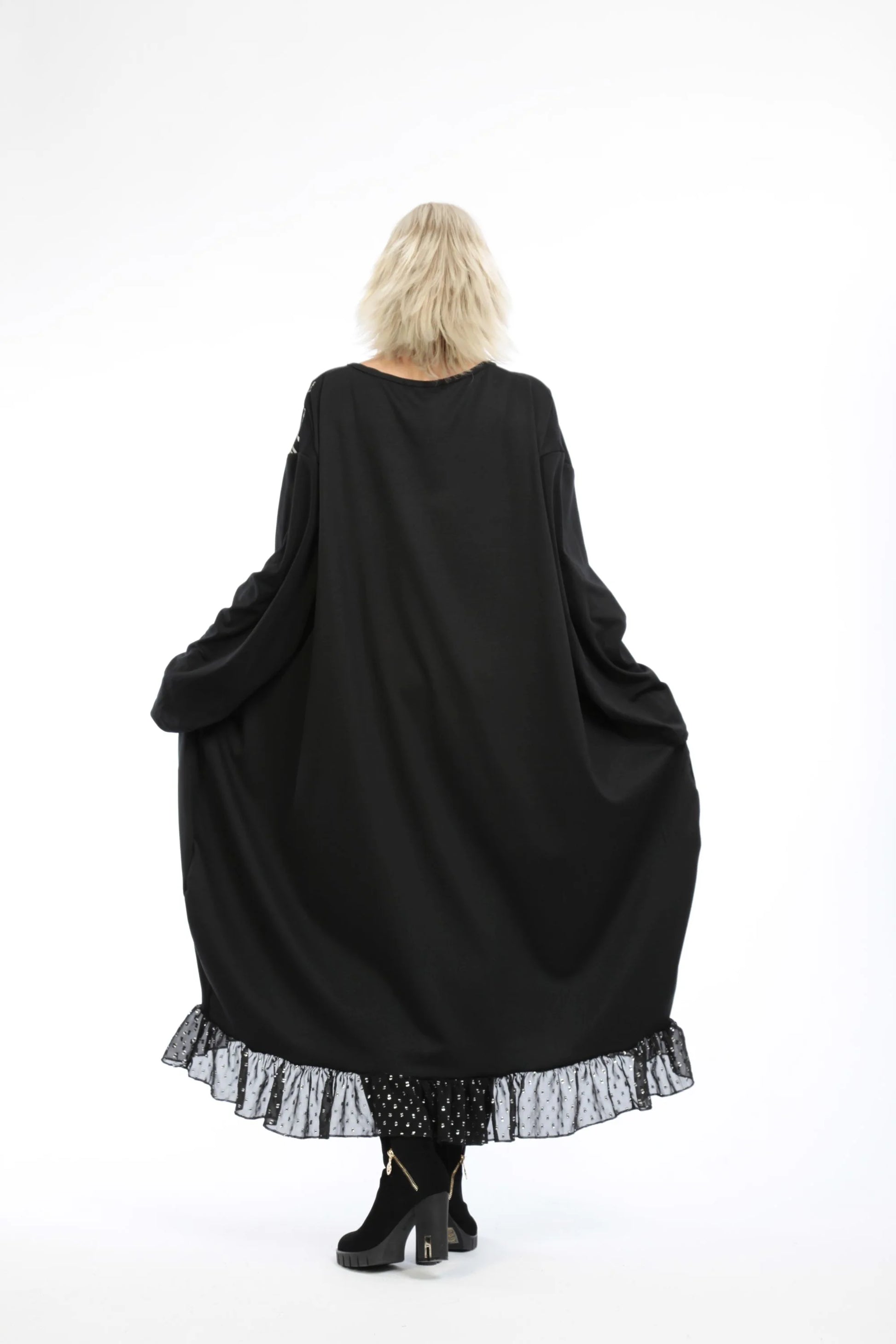  Ballonkleid von AKH Fashion aus Viskose, 1212.06859, Schwarz-Silber-Nieten, Ausgefallen