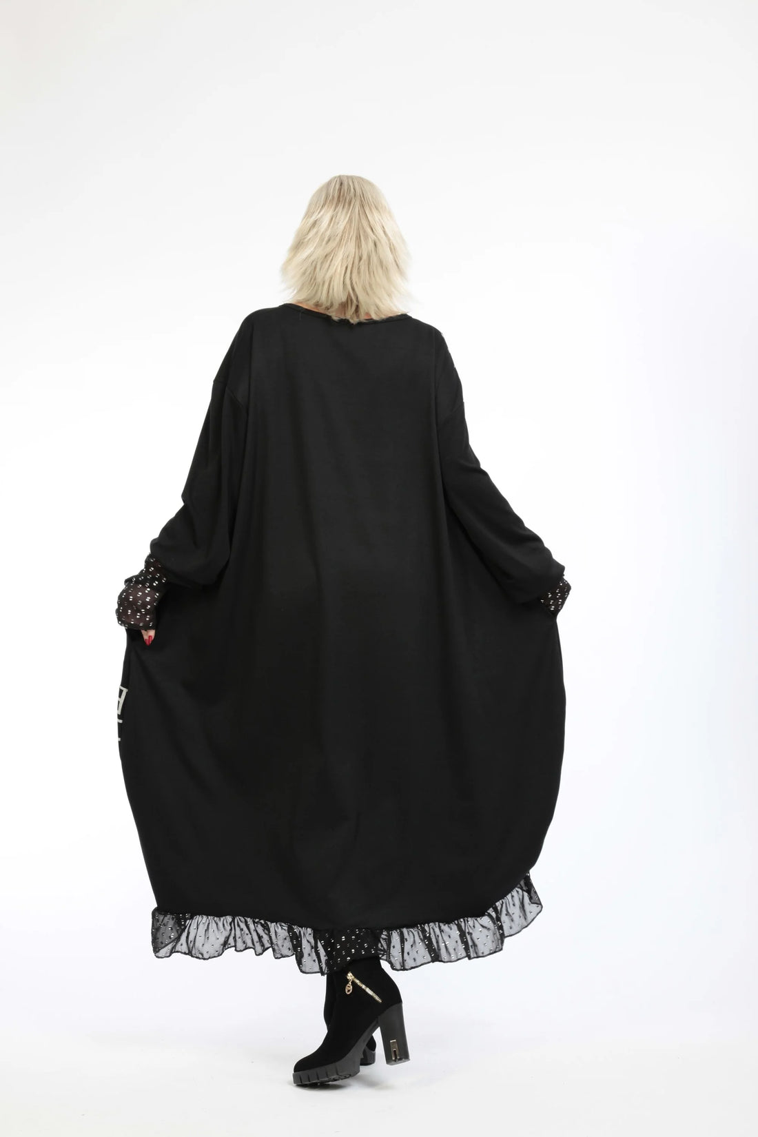  Ballonkleid von AKH Fashion aus Viskose, 1213.06859, Schwarz-Grau, Buchstaben, Ausgefallen