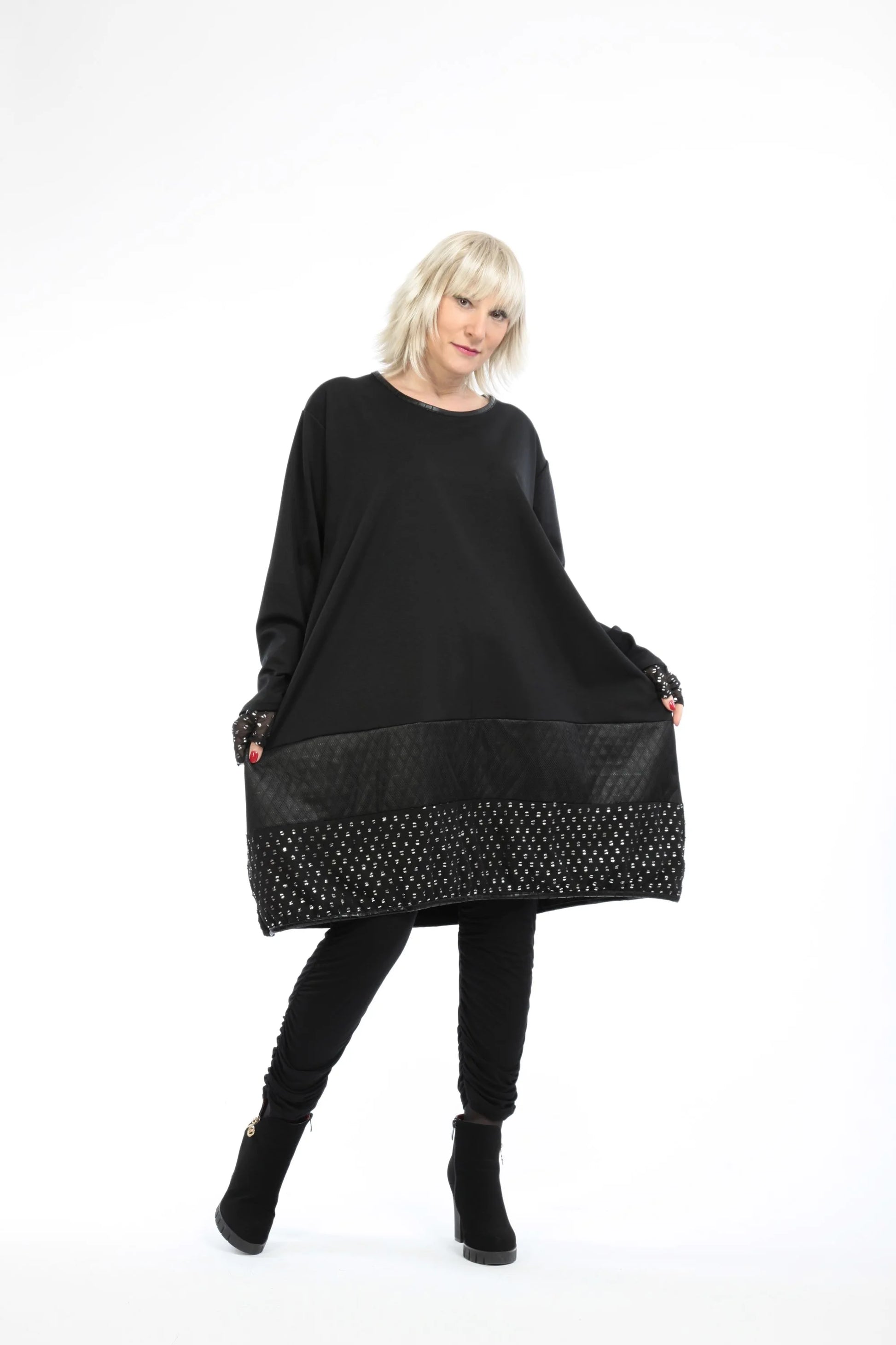  Bigshirt von AKH Fashion aus Viskose in gerader Form, 1224.06890, Schwarz, Unifarben, Schick