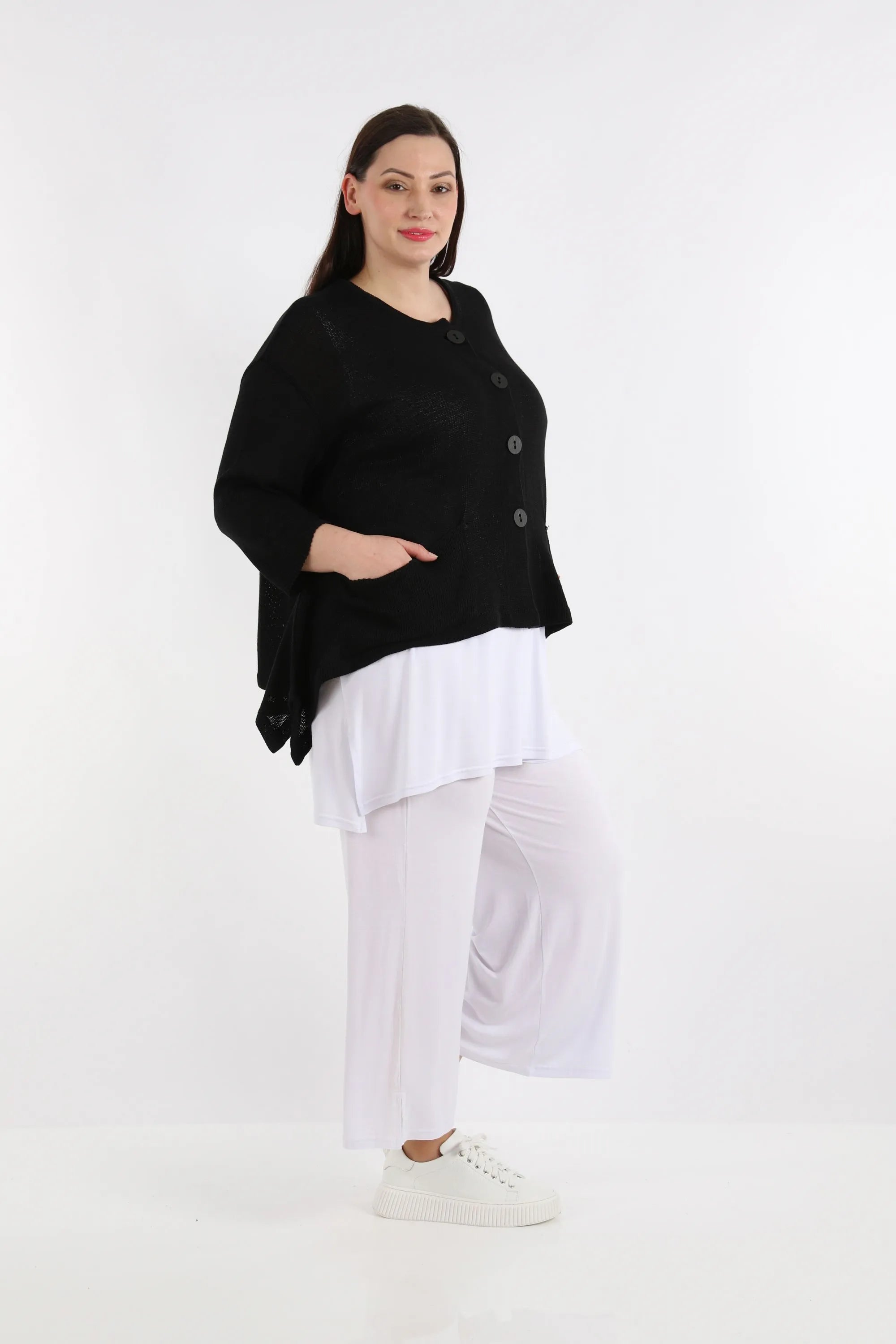  A-Form Jacke von AKH Fashion aus Baumwolle, 1110.00118, Schwarz, Schick, Modern, Bequem