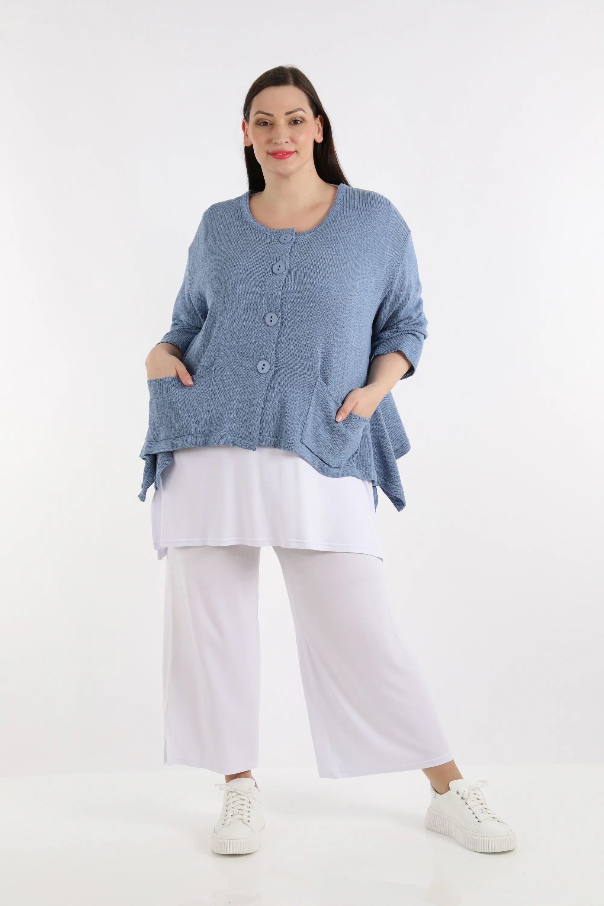  A-Form Jacke von AKH Fashion aus Baumwolle, 1110.00118, Jeansblau, Schick, Modern, Bequem