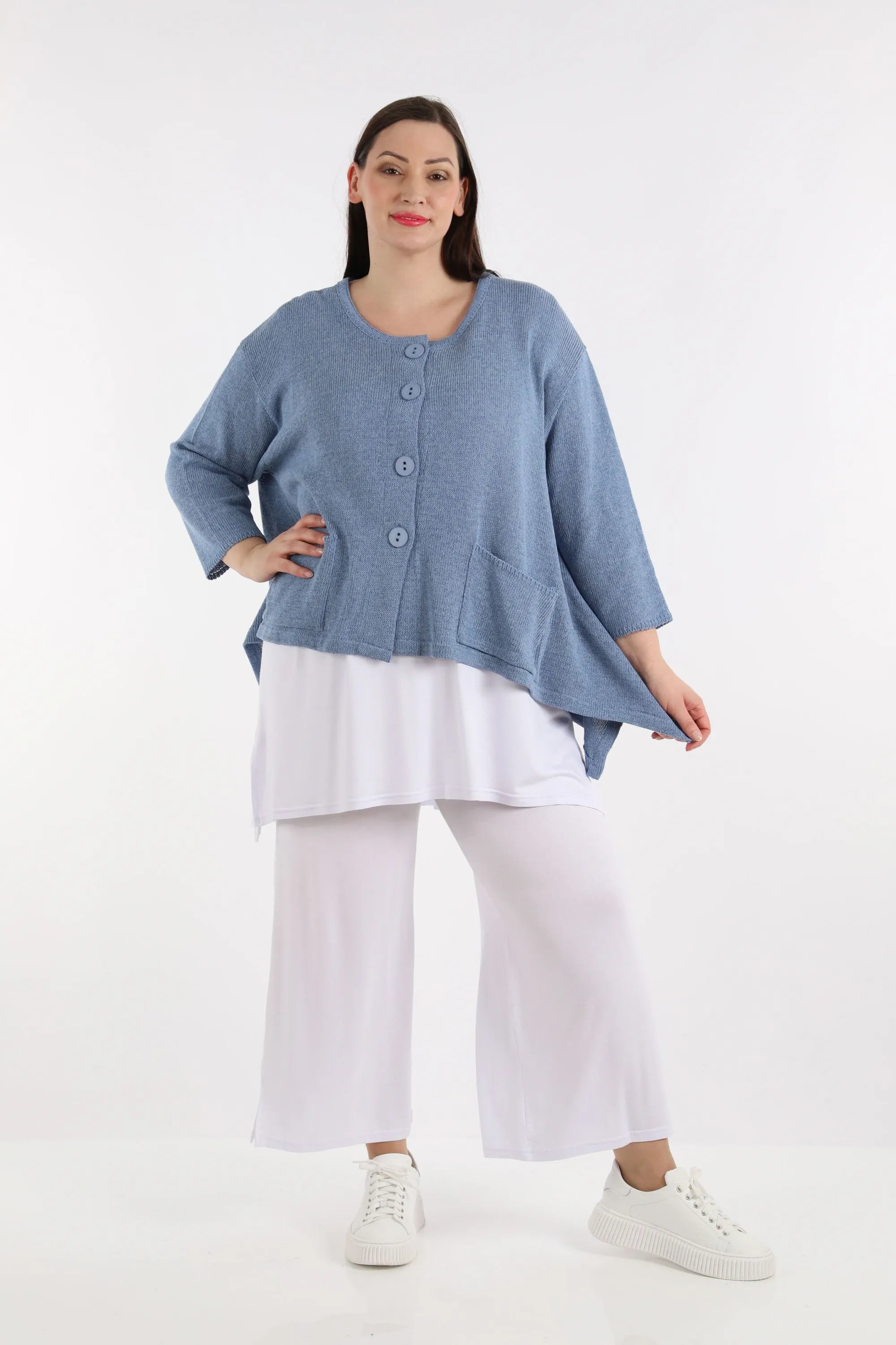  A-Form Jacke von AKH Fashion aus Baumwolle, 1110.00118, Jeansblau, Schick, Modern, Bequem