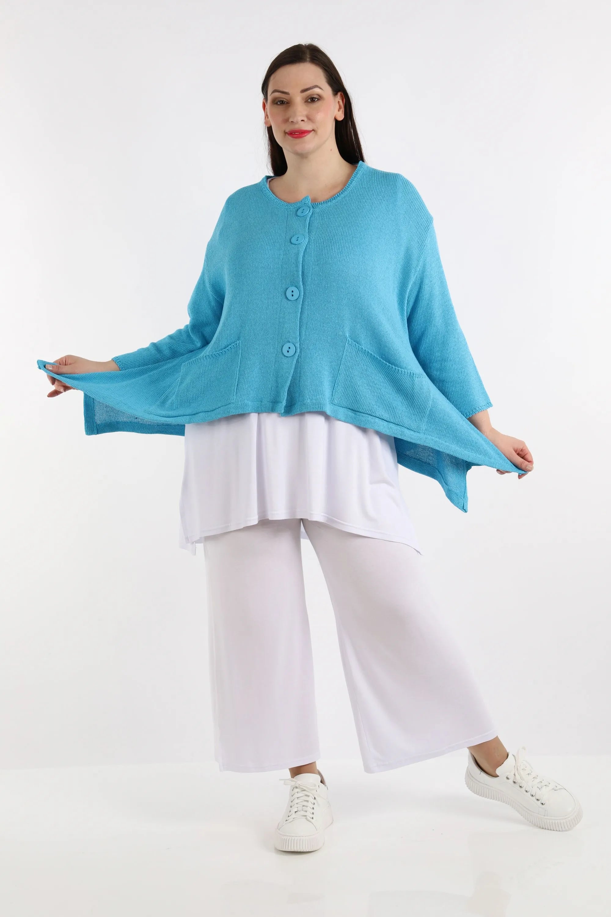  A-Form Jacke von AKH Fashion aus Baumwolle, 1110.00118, Türkisblau, Schick, Modern, Bequem
