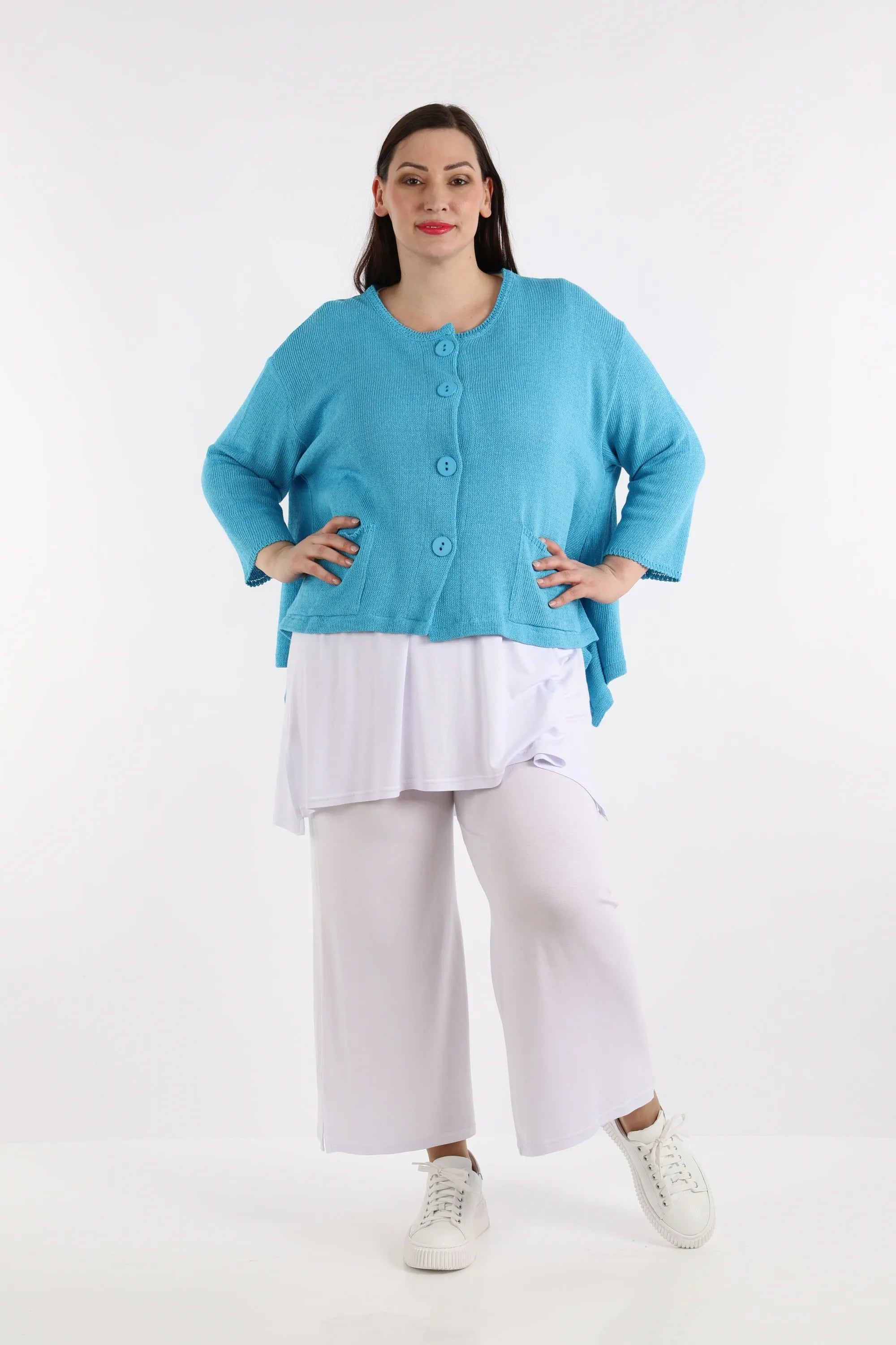  A-Form Jacke von AKH Fashion aus Baumwolle, 1110.00118, Türkisblau, Schick, Modern, Bequem