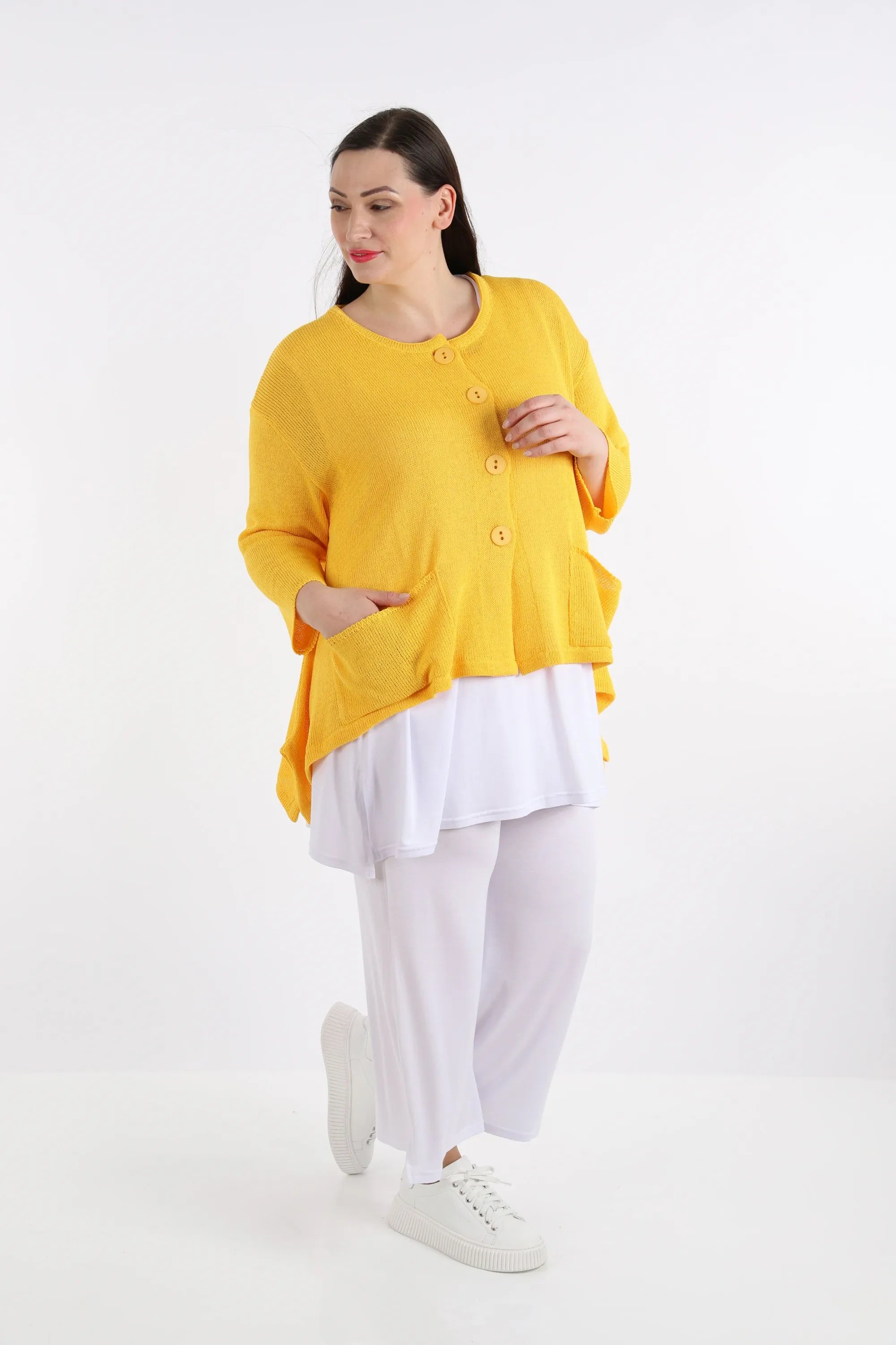  A-Form Jacke von AKH Fashion aus Baumwolle, 1110.00118, Gelb, Schick, Modern, Bequem