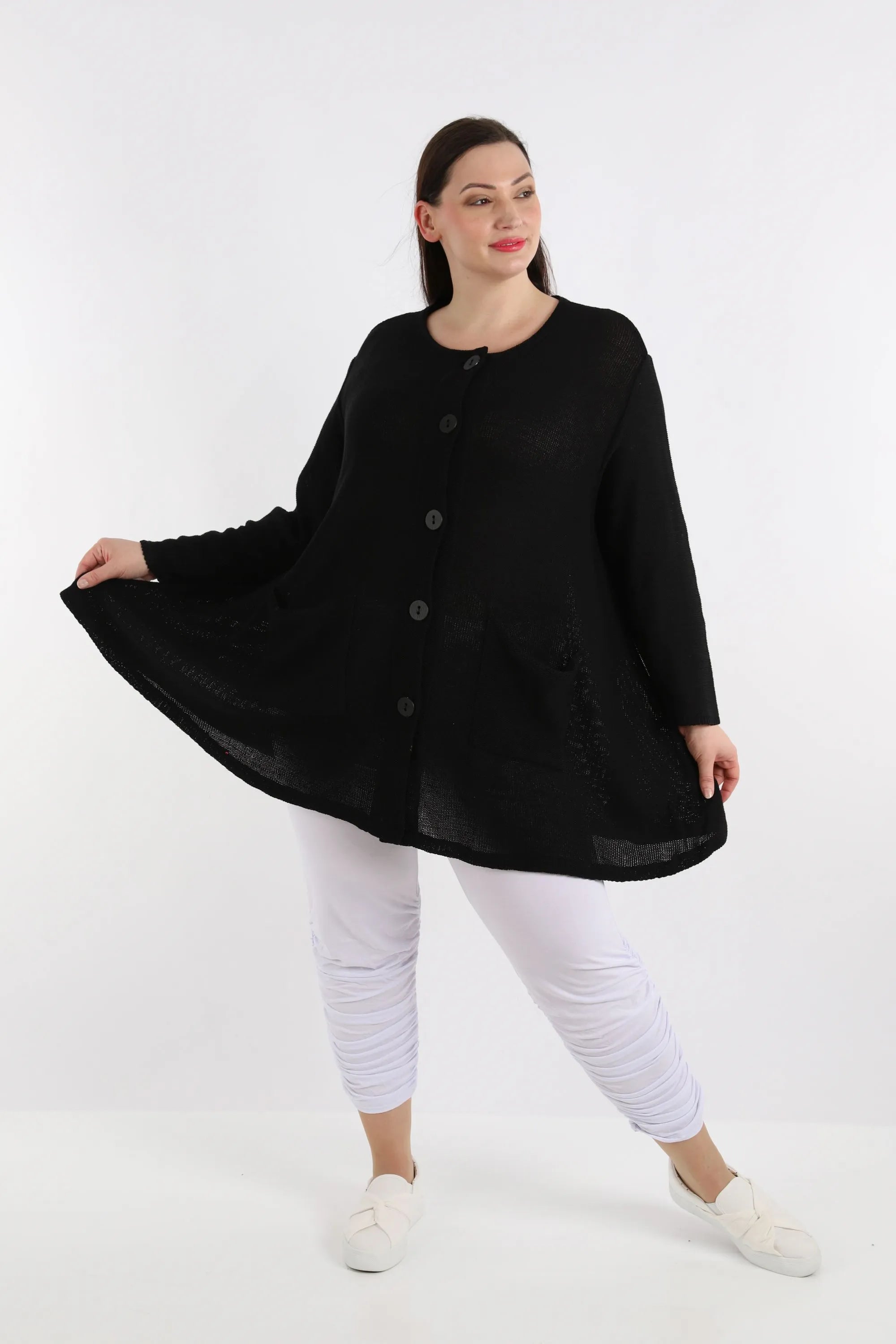  A-Form Jacke von AKH Fashion aus Baumwolle, 1110.01382, Schwarz, Schick, Modern, Bequem