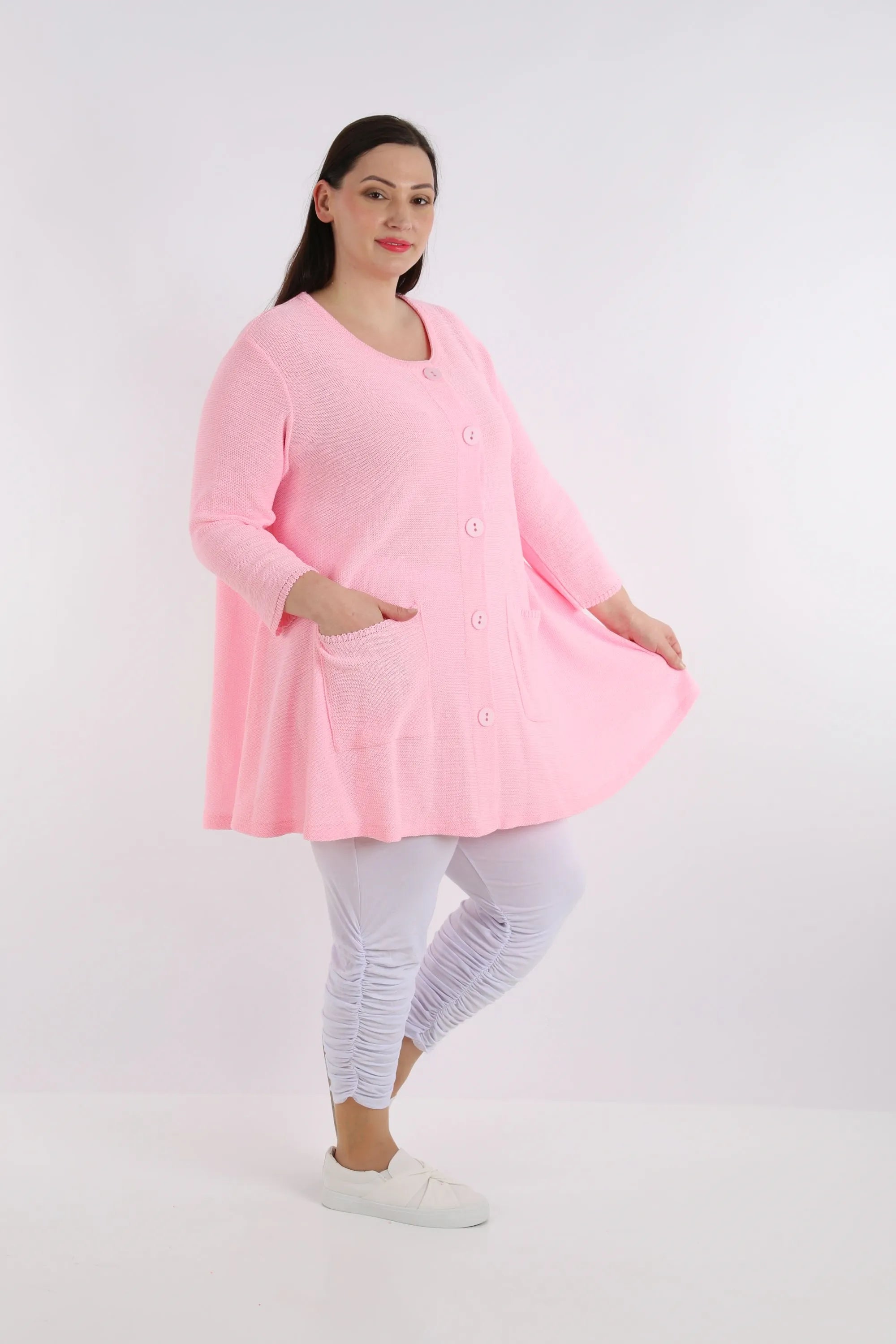  A-Form Jacke von AKH Fashion aus Baumwolle, 1110.01382, Rosa, Schick, Modern, Bequem