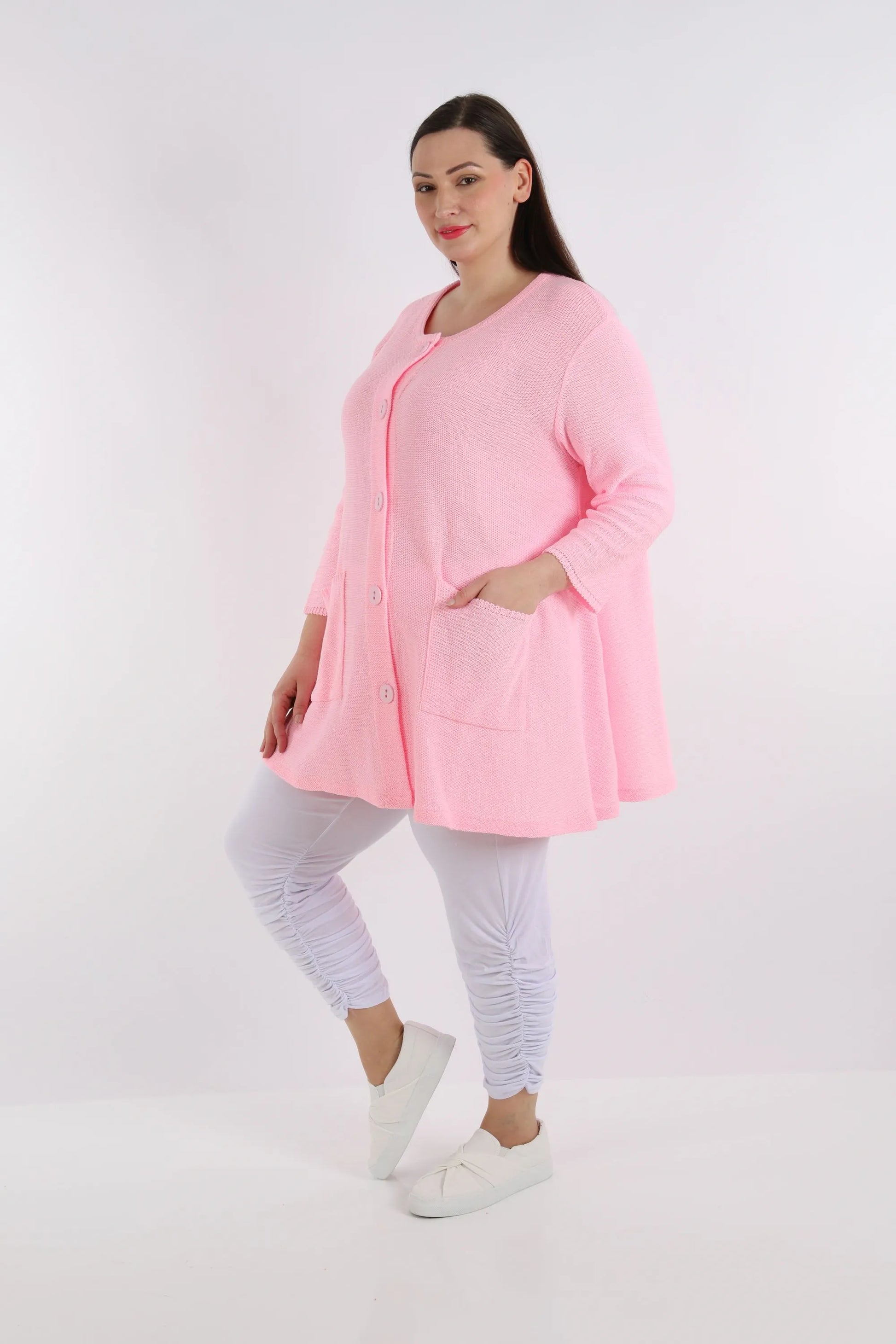  A-Form Jacke von AKH Fashion aus Baumwolle, 1110.01382, Rosa, Unifarben, Schick, Modern