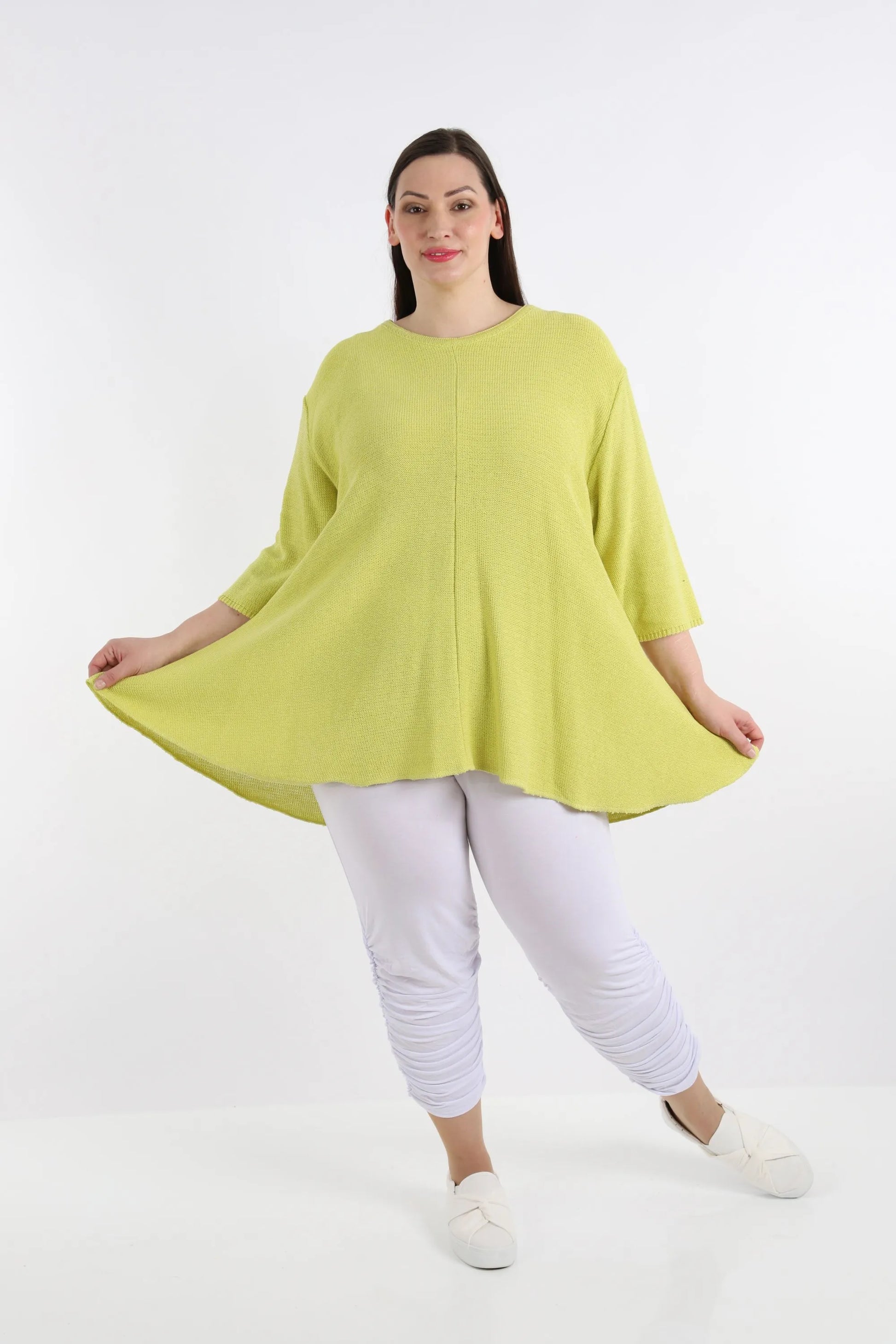  Shirt von AKH Fashion aus Baumwolle in Glocken-Form, 1110.01892, Lime, Unifarben, Schick