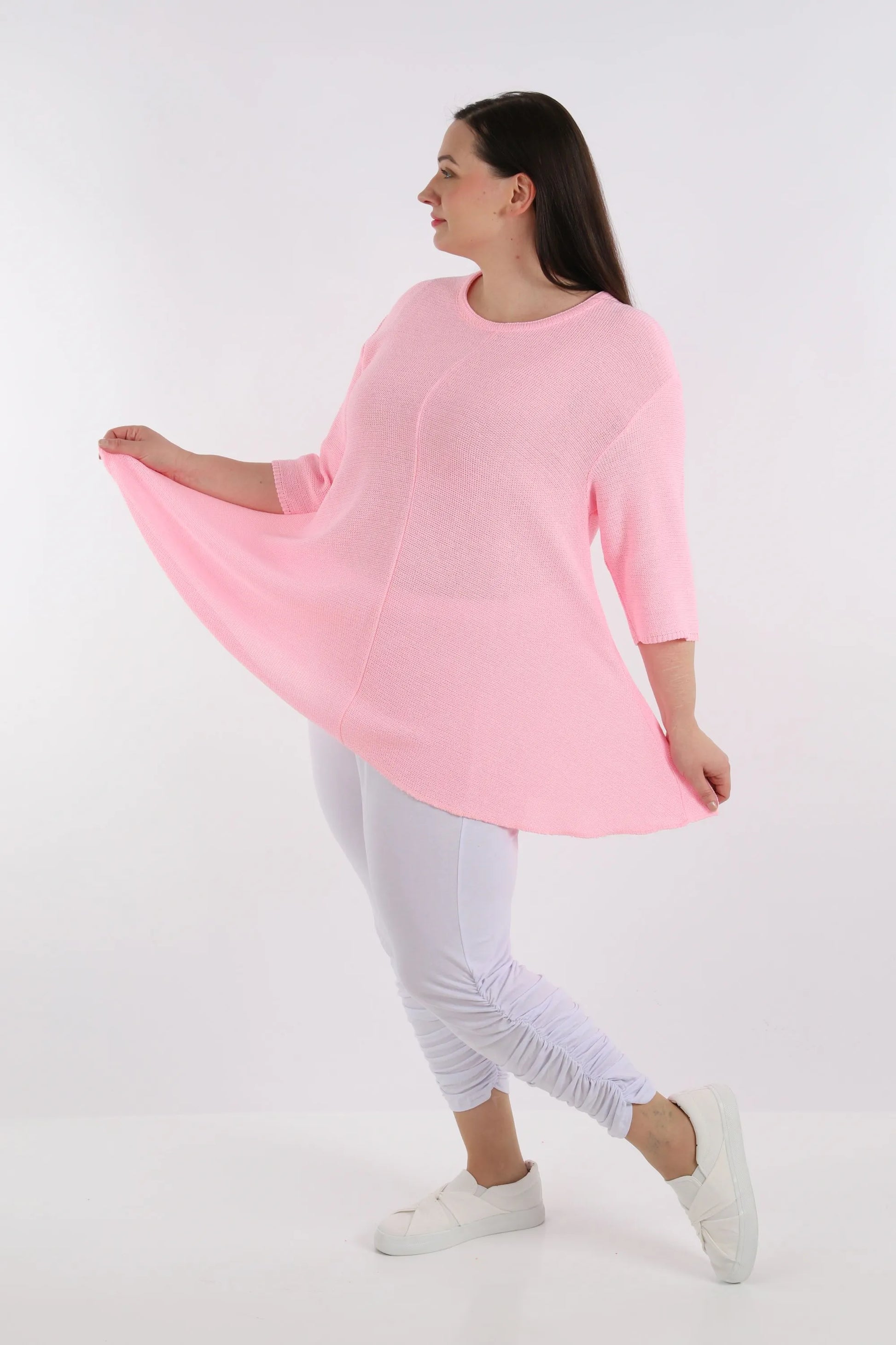  Shirt von AKH Fashion aus Baumwolle in Glocken-Form, 1110.01892, Rosa, Unifarben, Schick