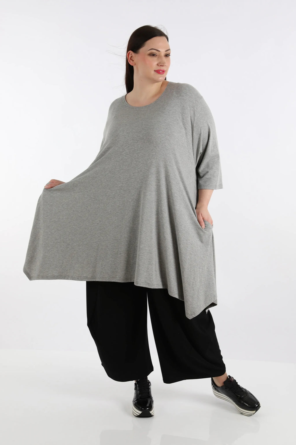  A-Form Shirt von AKH Fashion aus Viskose, 1233.02030, Grau, Schick, Modern, Bequem