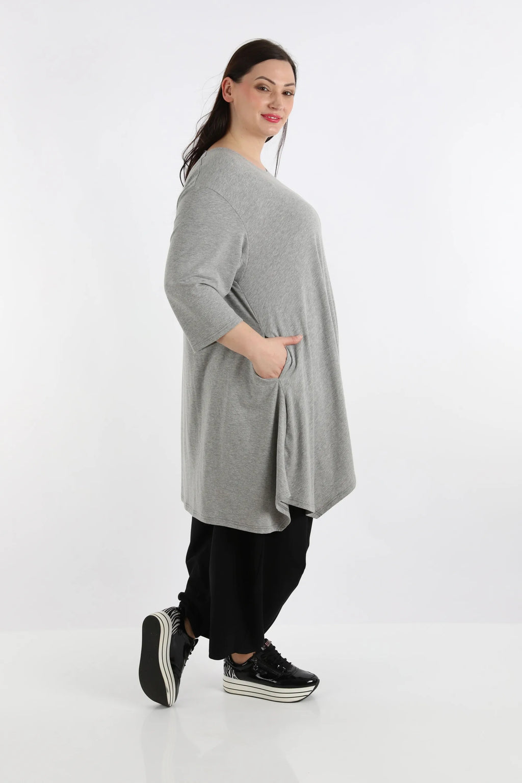  A-Form Shirt von AKH Fashion aus Viskose, 1233.02030, Grau, Schick, Modern, Bequem