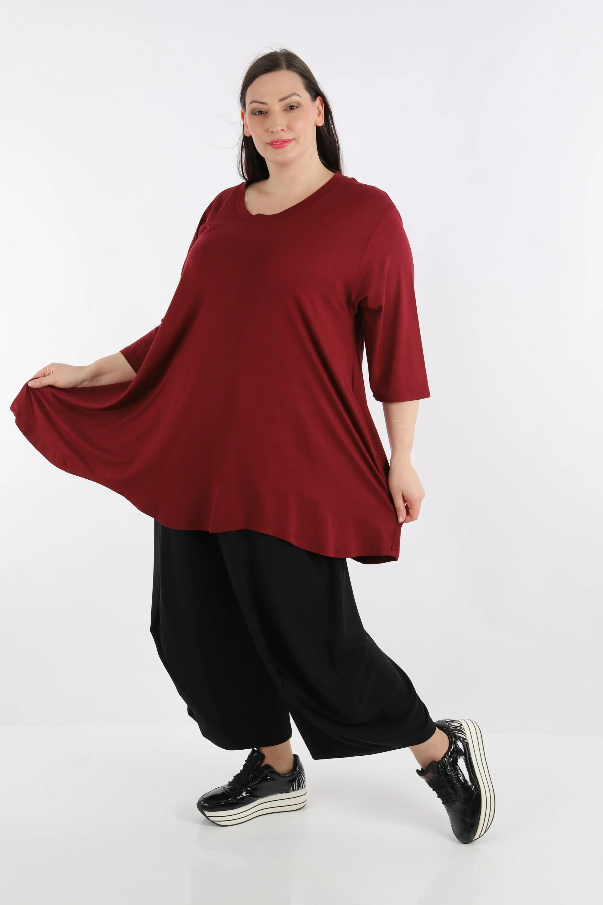  A-Form Shirt von AKH Fashion aus Viskose, 1233.02135, Weinrot, Schick, Modern, Bequem