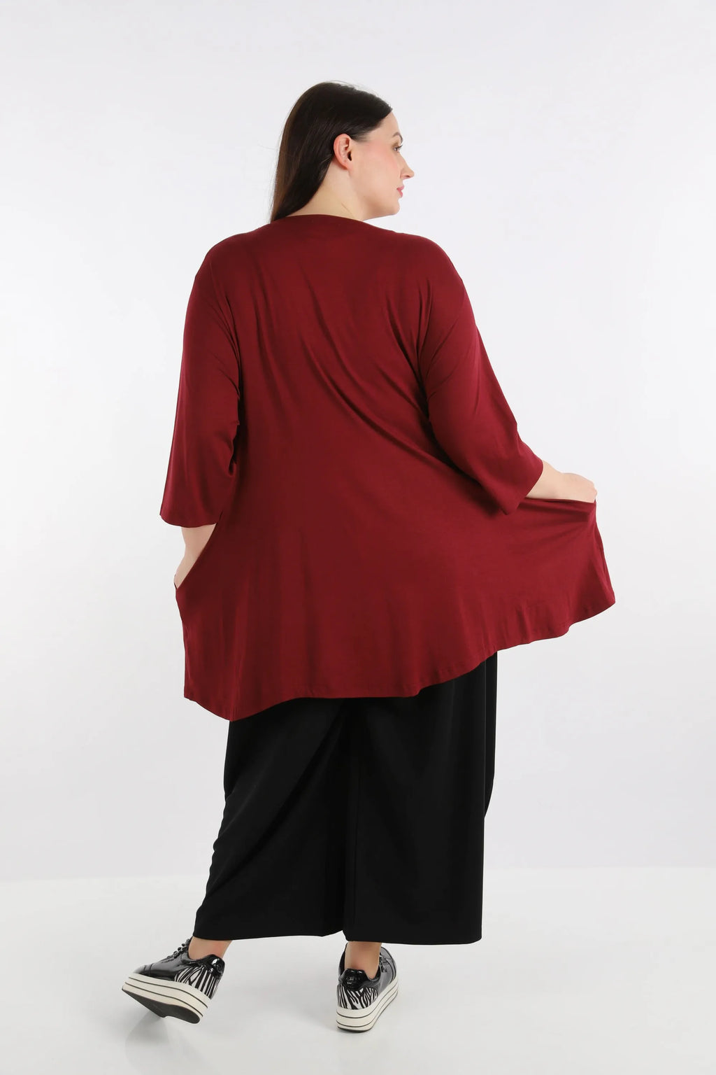  A-Form Shirt von AKH Fashion aus Viskose, 1233.02135, Weinrot, Schick, Modern, Bequem