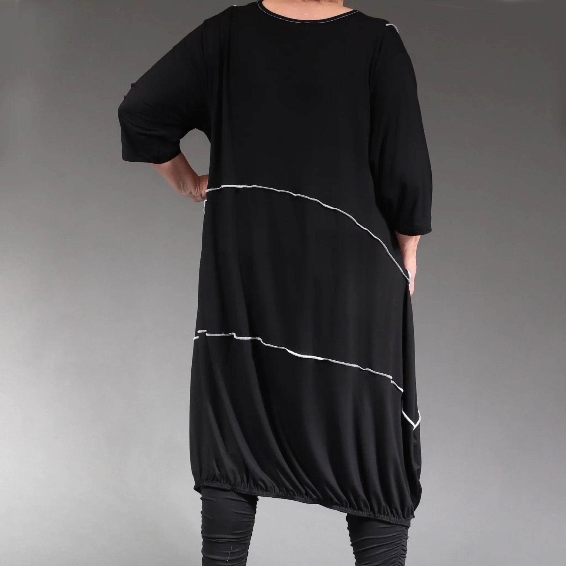  Ballonkleid von AKH Fashion aus Viskose, 1238.06564, Schwarz-Weiß, Unifarben, Ausgefallen