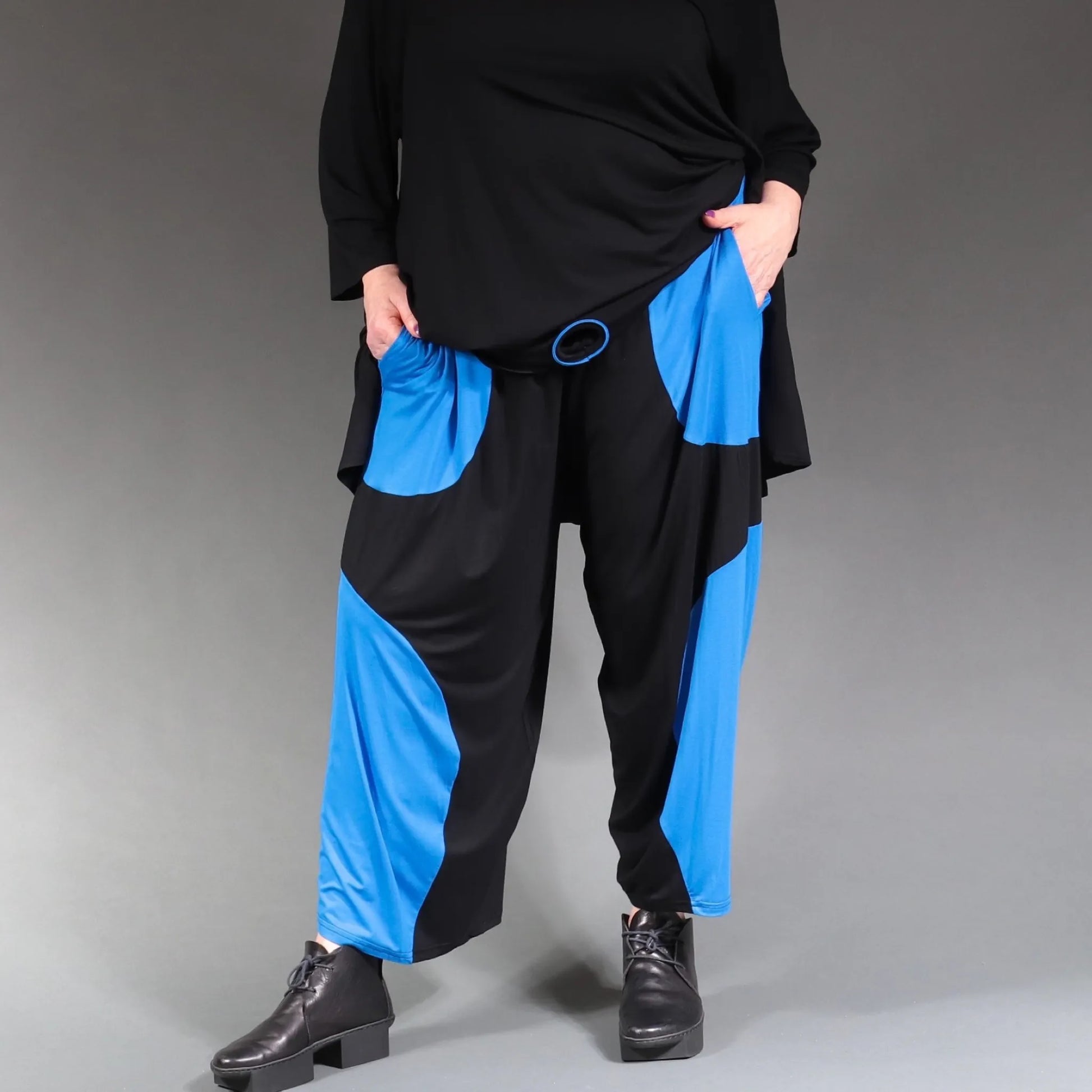  Ballonhose von AKH Fashion aus Viskose, 1238.06914, Schwarz-Blau, Unifarben, Ausgefallen