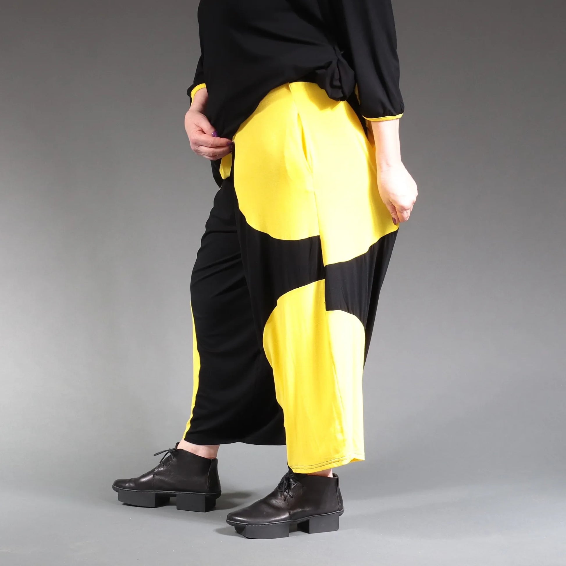  Ballonhose von AKH Fashion aus Viskose, 1238.06914, Schwarz-Gelb, Unifarben, Ausgefallen