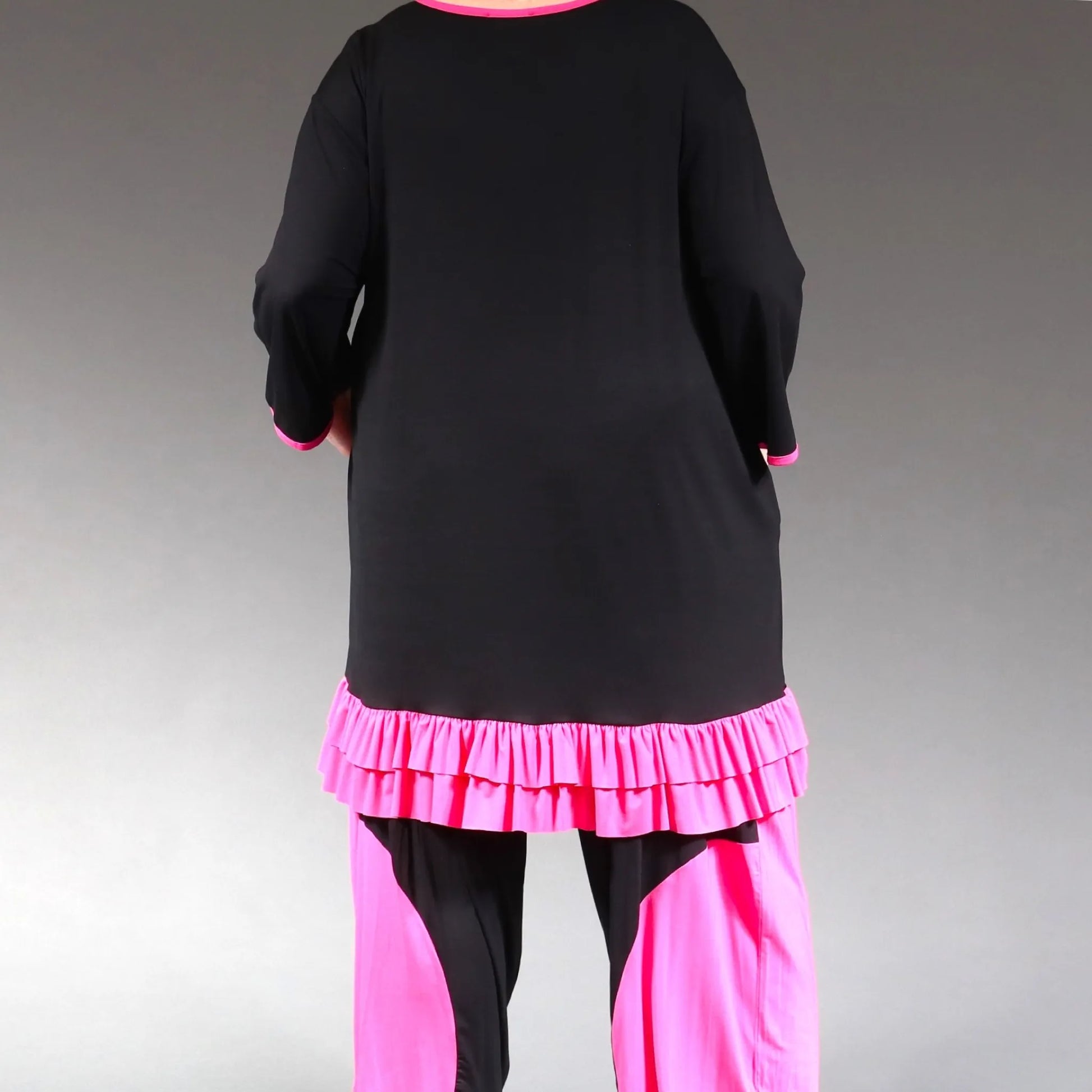  A-Form Shirt von AKH Fashion aus Viskose, 1238.06916, Schwarz-Fuchsia, Unifarben, Schick