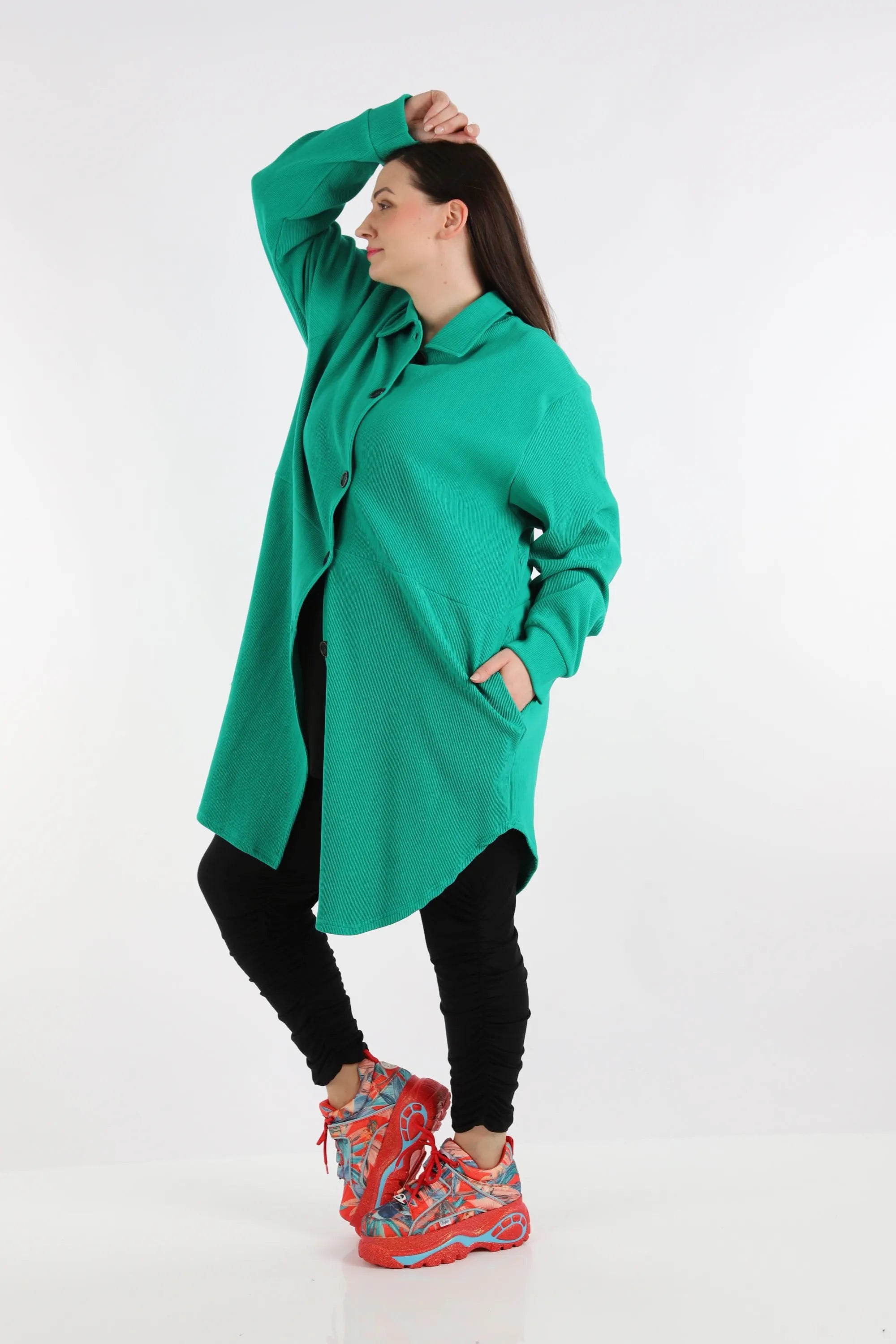  AKH Fashion Bluse in gerundeter Form, aus Baumwolle, 1252.06881, Grün, Schick, Modern