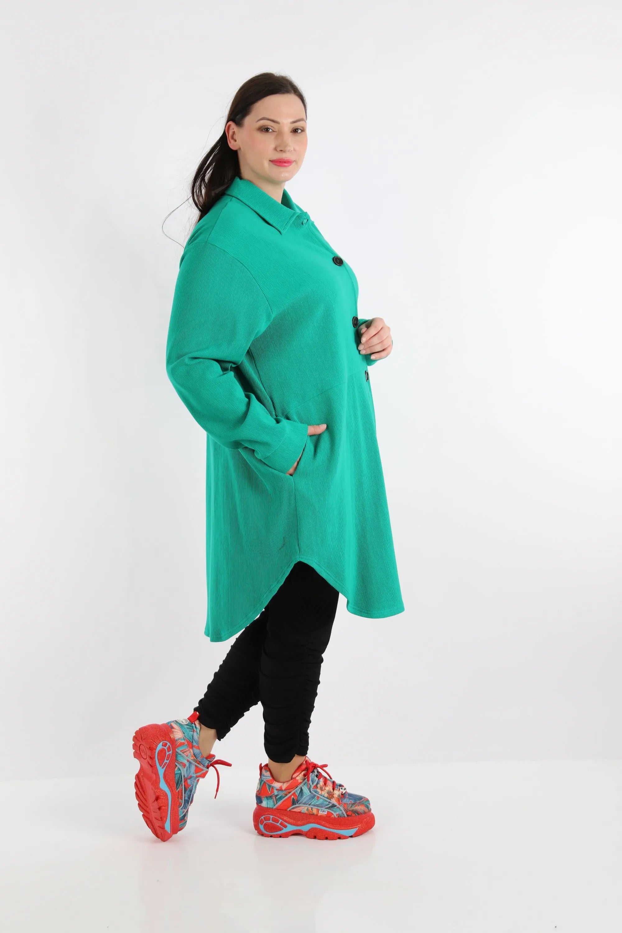  AKH Fashion Bluse in gerundeter Form, aus Baumwolle, 1252.06881, Grün, Schick, Modern