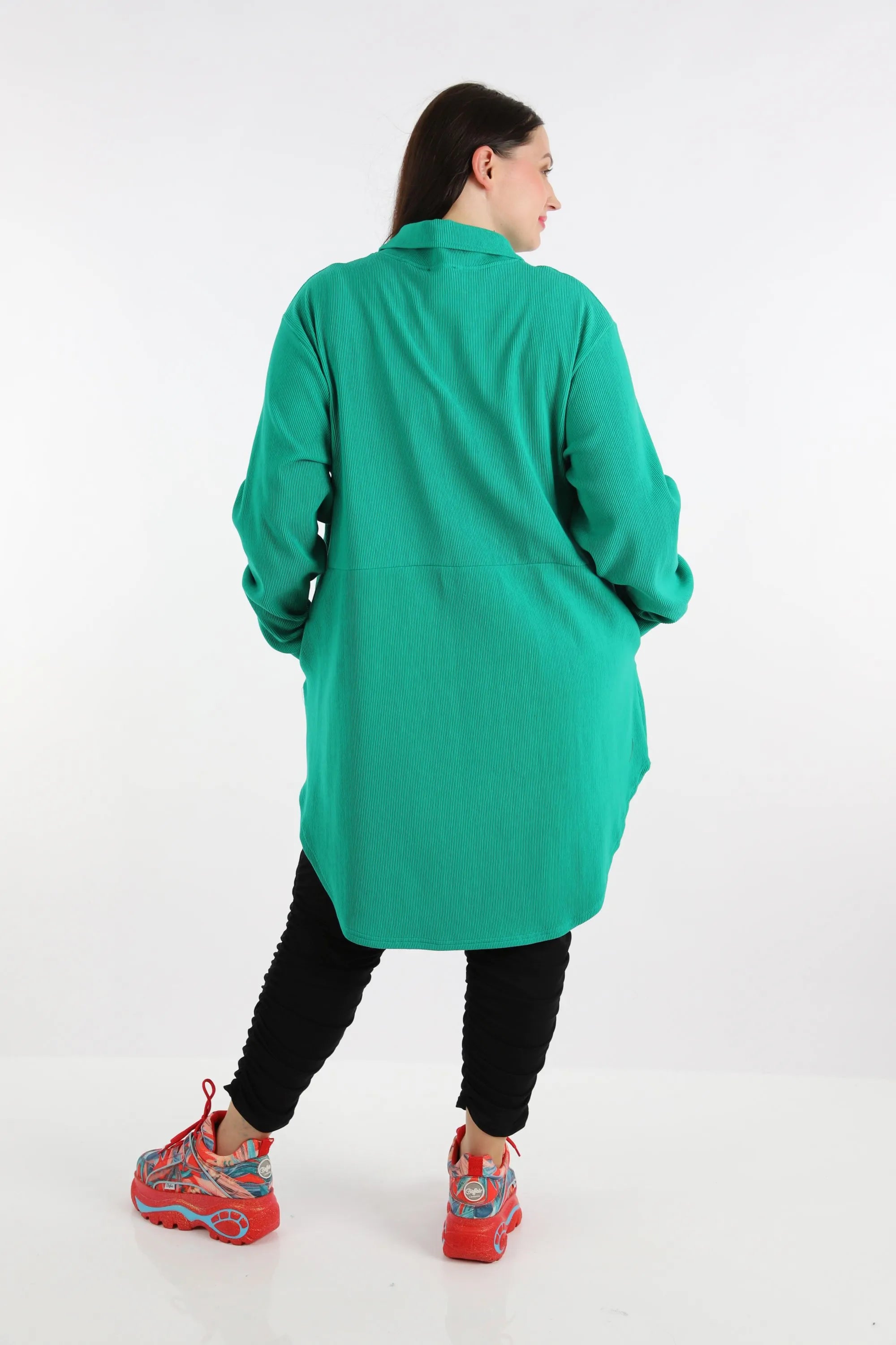  AKH Fashion Bluse in gerundeter Form, aus Baumwolle, 1252.06881, Grün, Schick, Modern