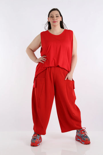  Ballonhose von AKH Fashion aus Baumwolle, 1252.08069, Rot, Unifarben, Ausgefallen, Modern