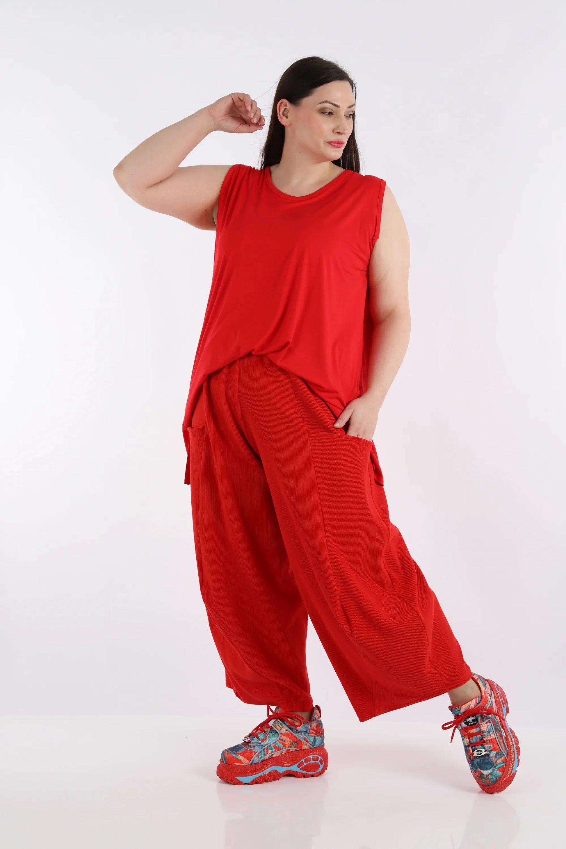  Ballonhose von AKH Fashion aus Baumwolle, 1252.08069, Rot, Unifarben, Ausgefallen, Modern