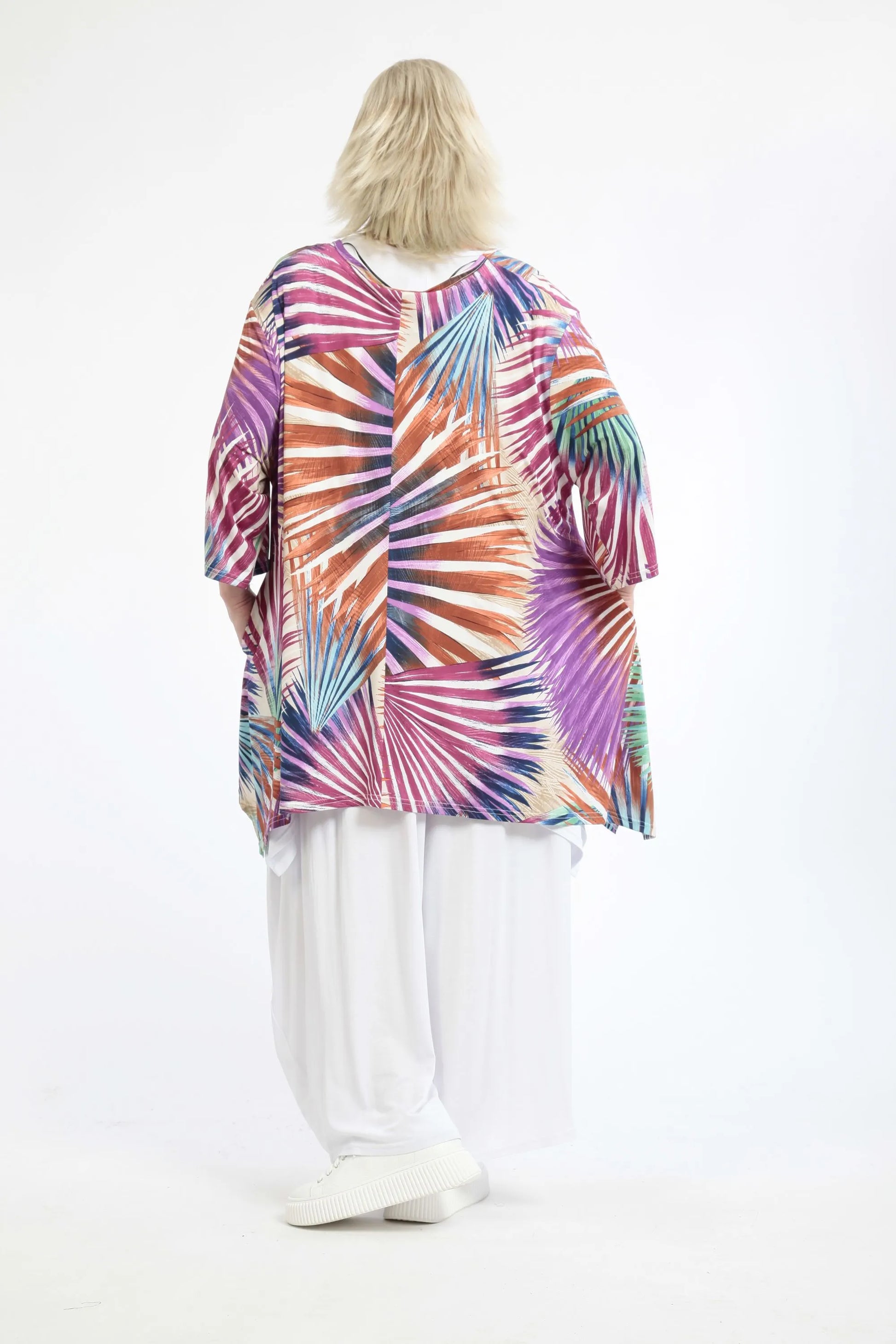  A-Form Shirt von AKH Fashion aus Viskose, 1253.01019, Lila-Multicolour, Blumen, Schick