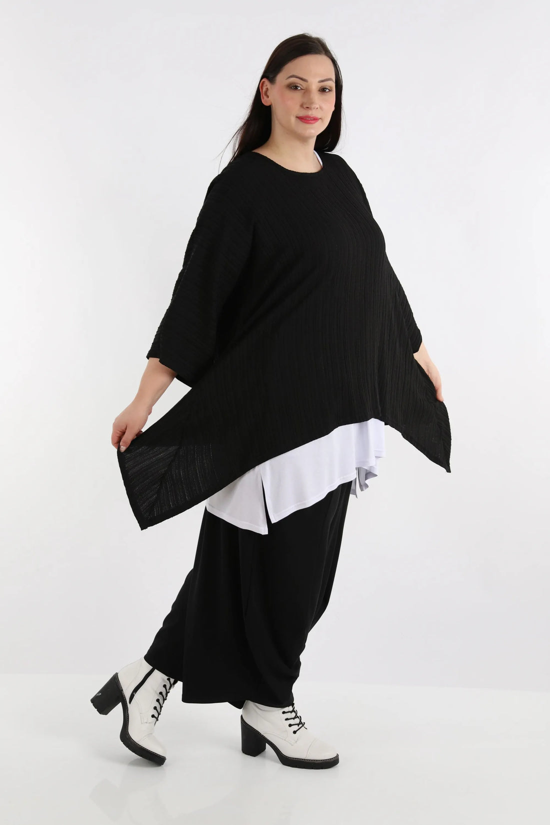  A-Form Bigshirt von AKH Fashion aus Viskose, 1254.06588, Schwarz, Unifarben, Schick, Modern