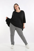  AKH Fashion Hose in gerader Form, aus Polyester, 1267.02608, Schwarz-Weiß, Muster, Schick