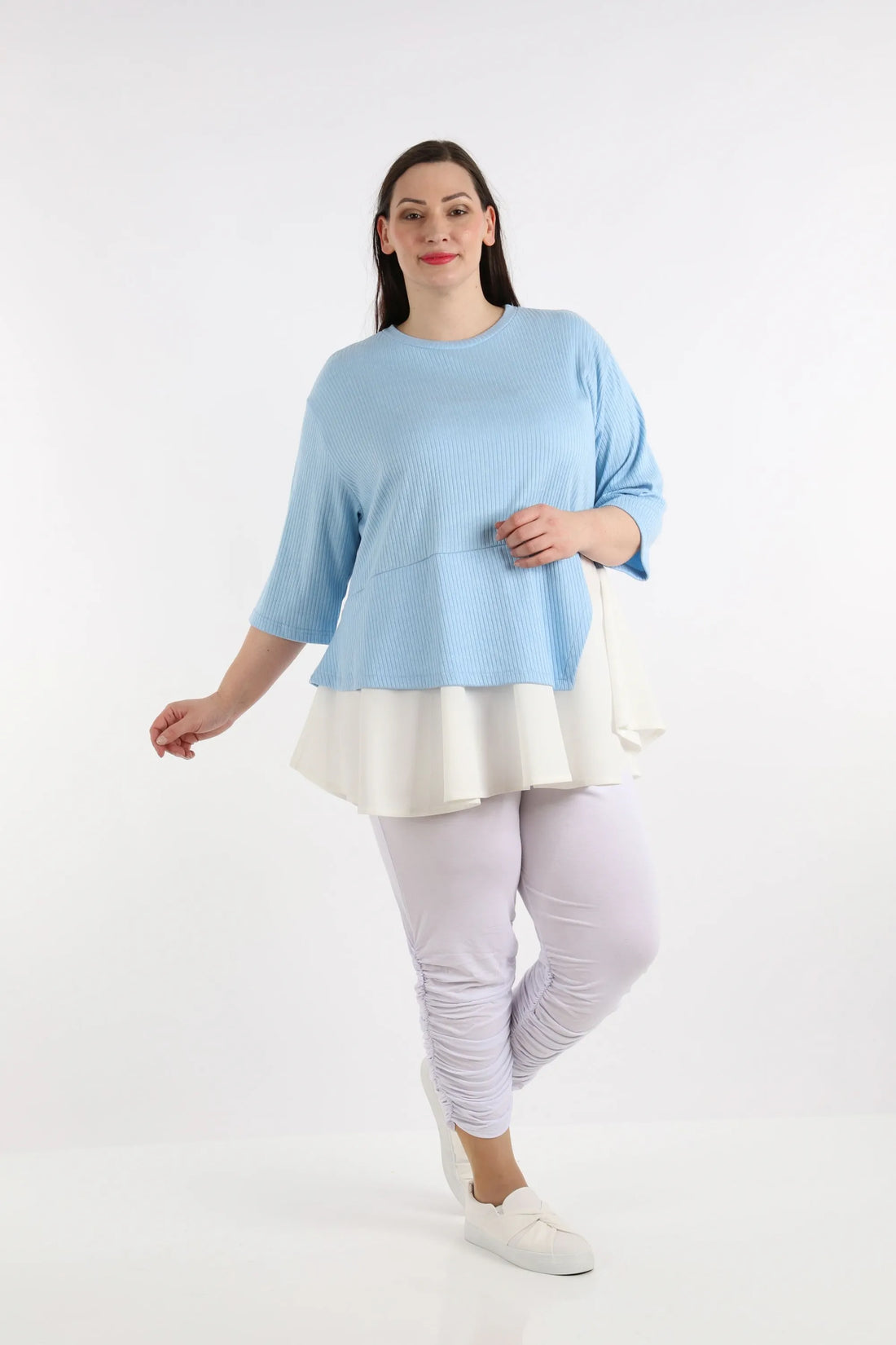  A-Form Shirt von AKH Fashion aus Viskose, 1268.02411, Hellblau-Weiß, Streifen, Ausgefallen