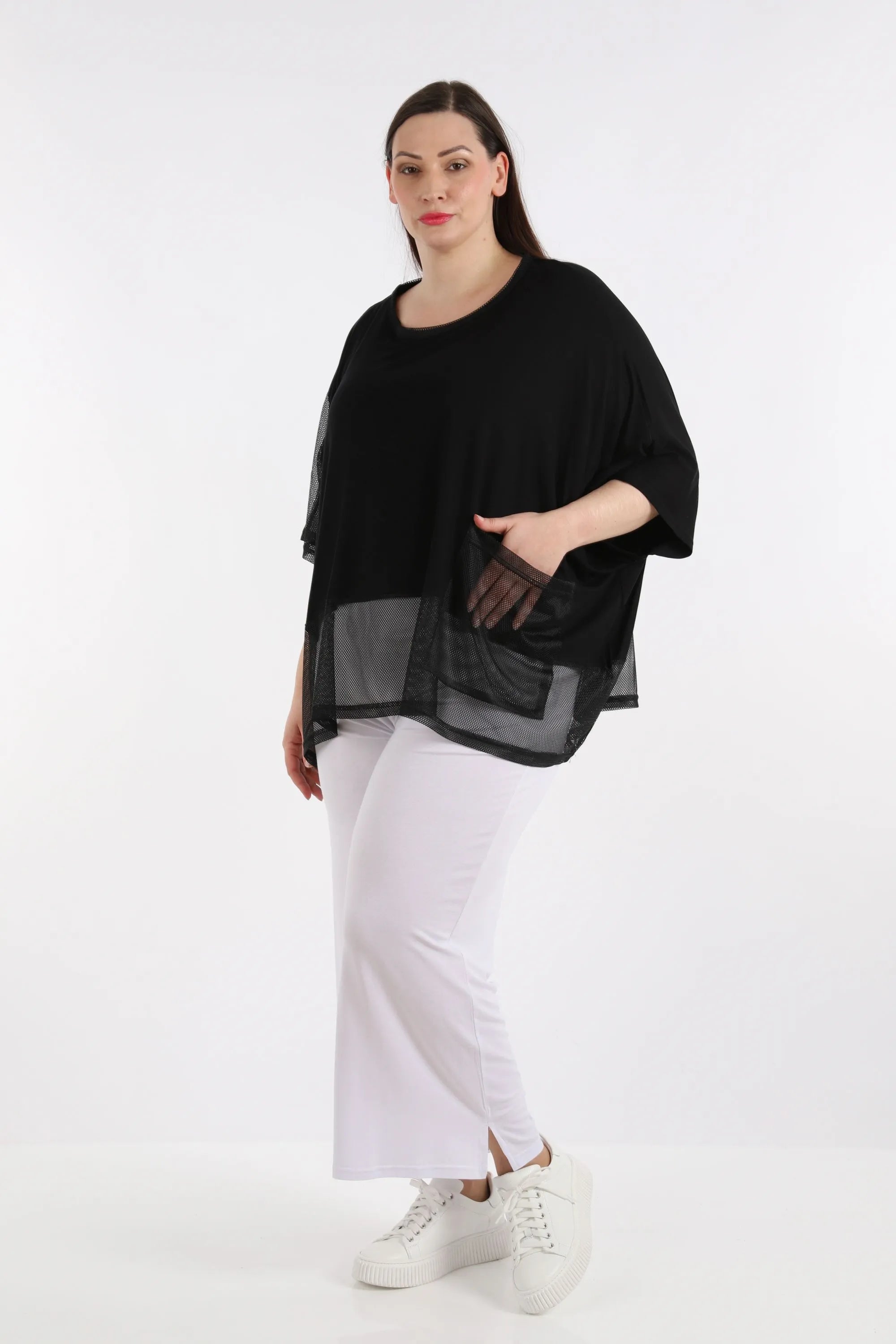  AKH Fashion Bigshirt in kastiger Form, aus Viskose, 1274.06921, Schwarz, Schick, Modern