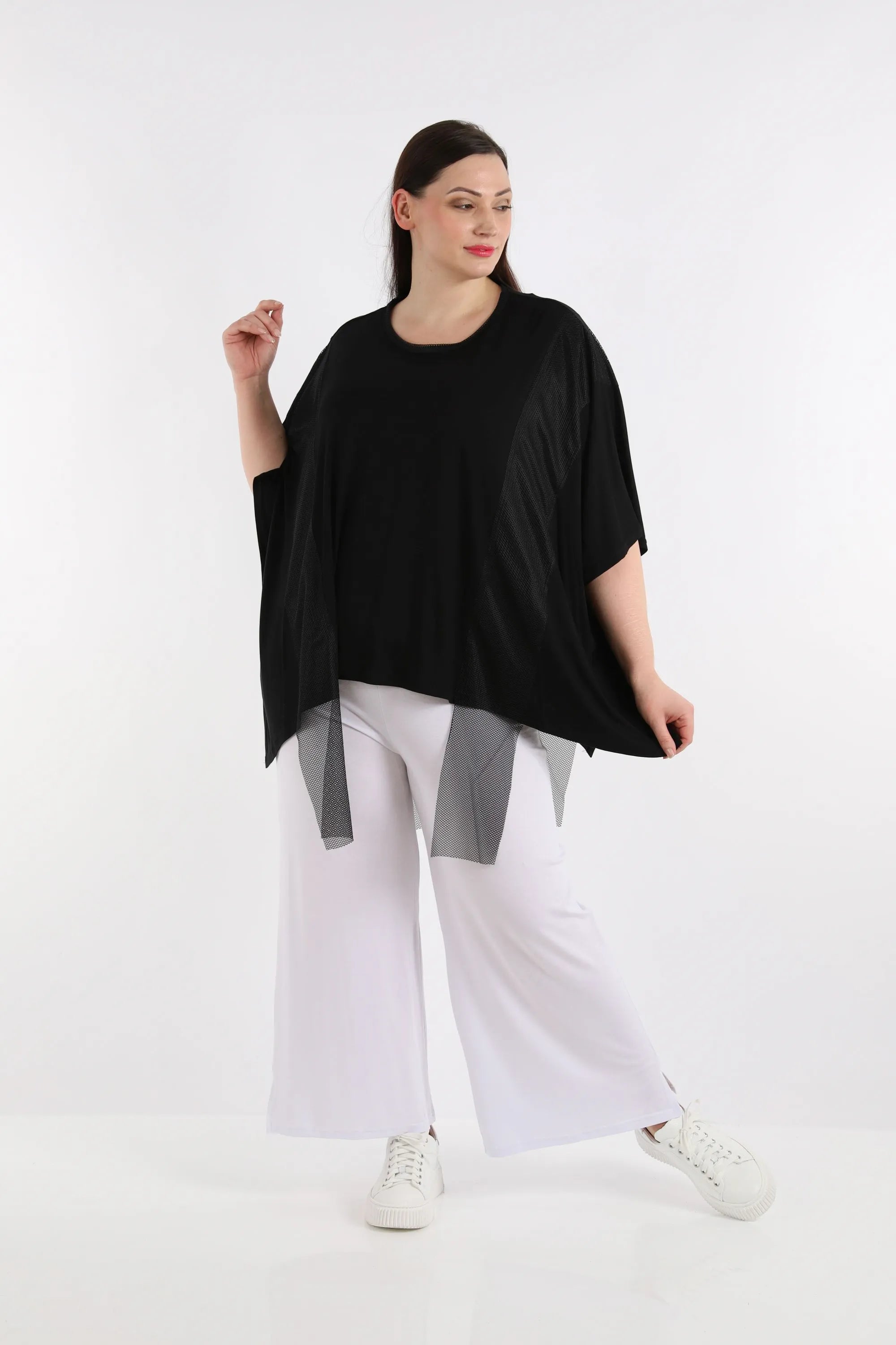  AKH Fashion Bigshirt in kastiger Form, aus Viskose, 1274.06924, Schwarz, Schick, Modern