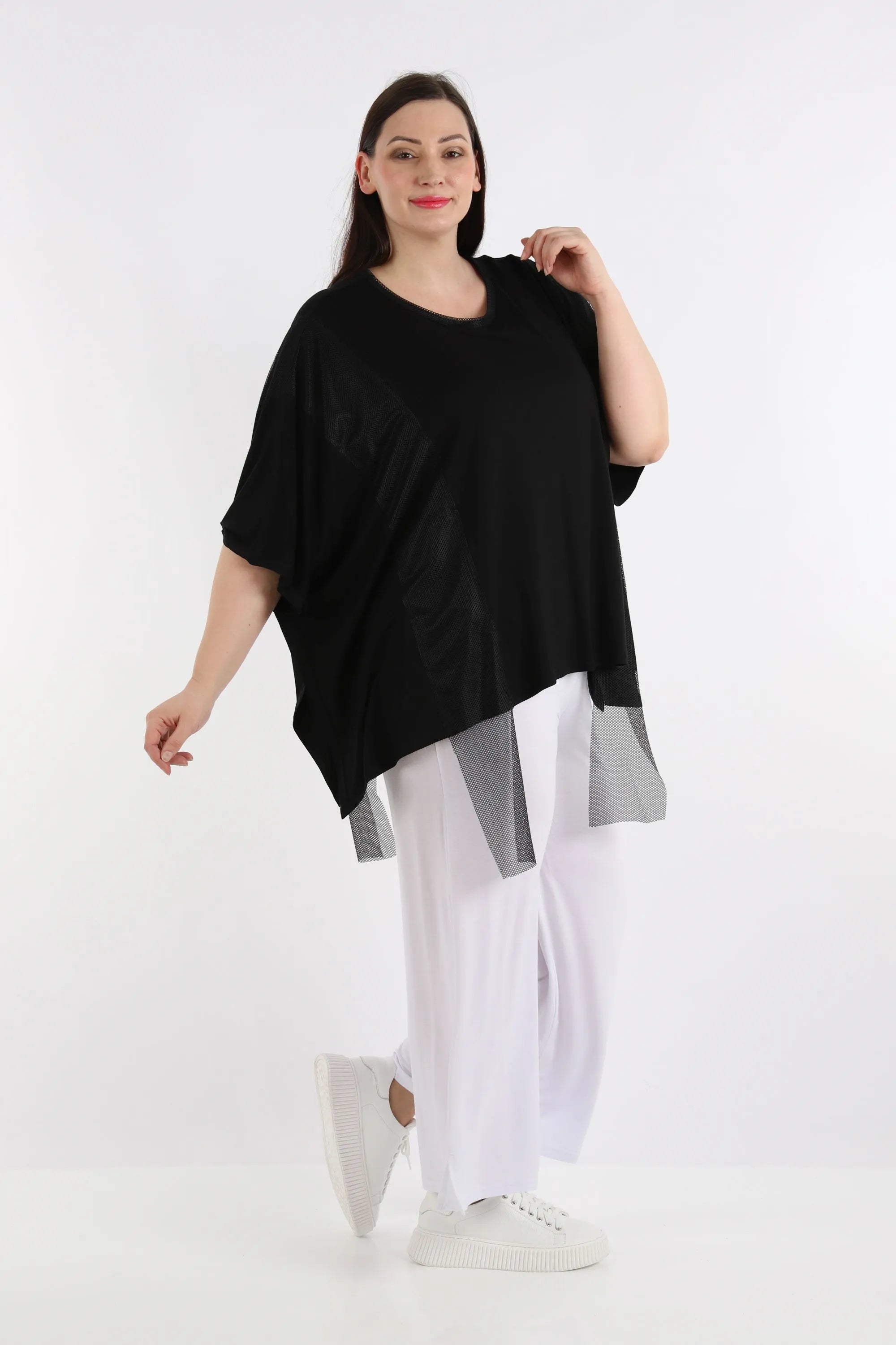  AKH Fashion Bigshirt in kastiger Form, aus Viskose, 1274.06924, Schwarz, Schick, Modern