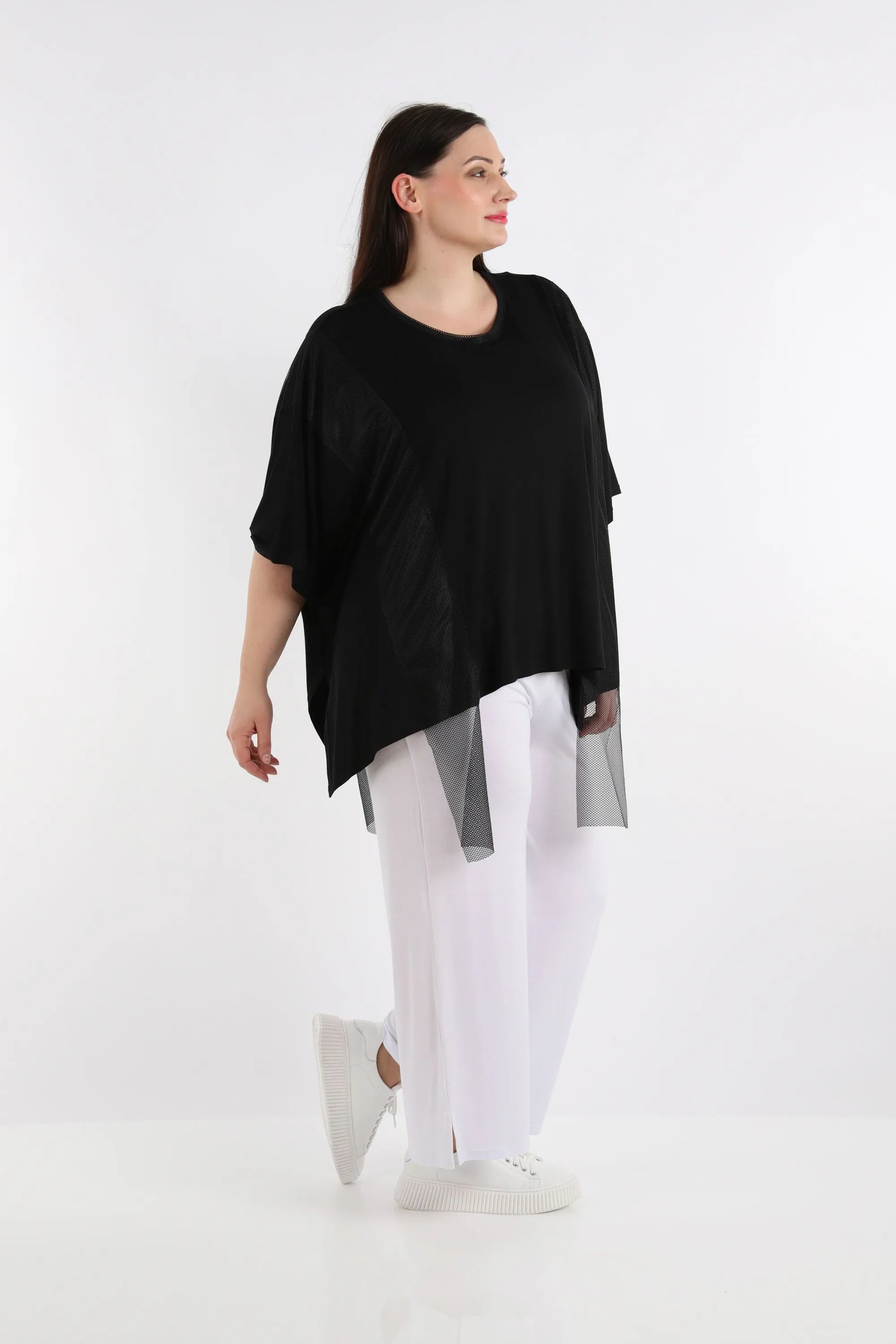  AKH Fashion Bigshirt in kastiger Form, aus Viskose, 1274.06924, Schwarz, Schick, Modern