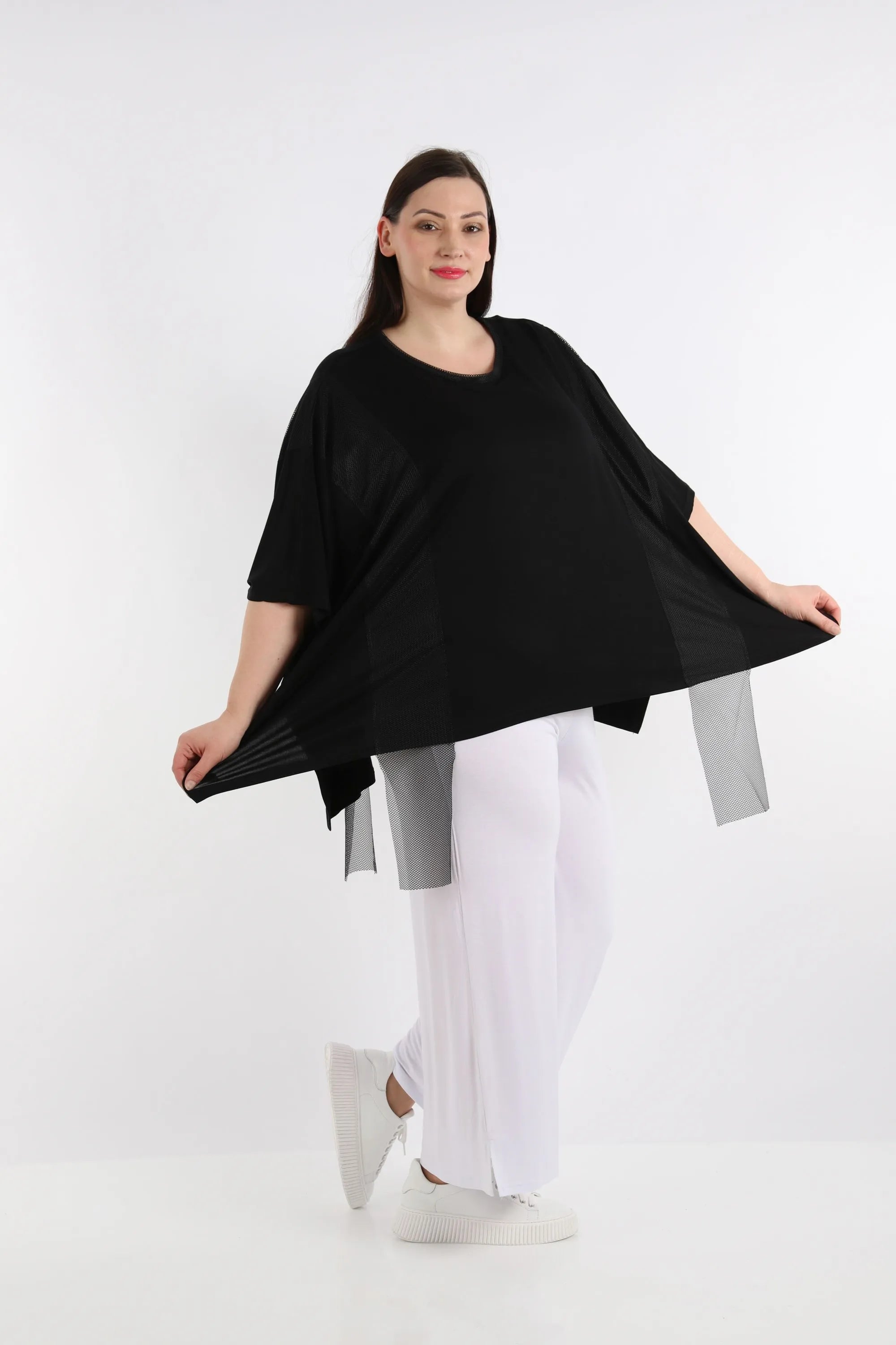  AKH Fashion Bigshirt in kastiger Form, aus Viskose, 1274.06924, Schwarz, Schick, Modern