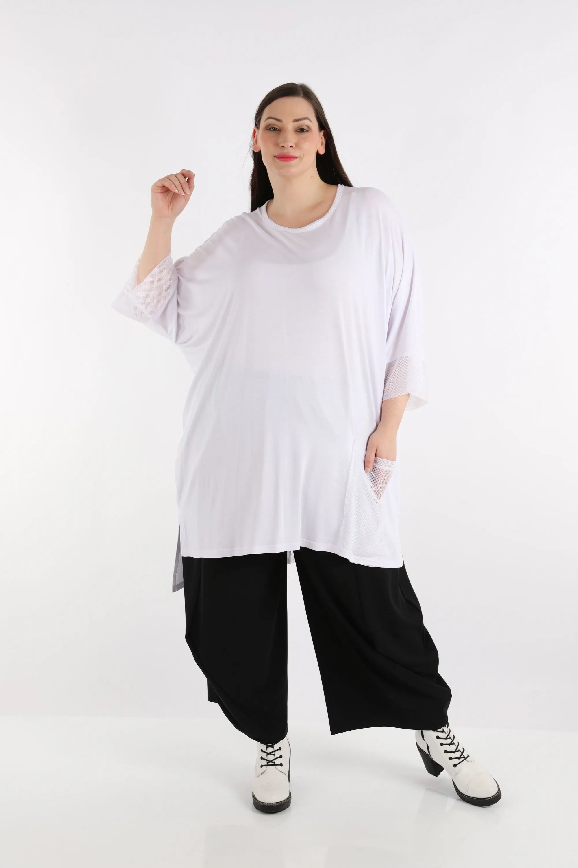  AKH Fashion Bigshirt in kastiger Form, aus Viskose, 1274.06925, Weiß, Schick, Modern, Bequem