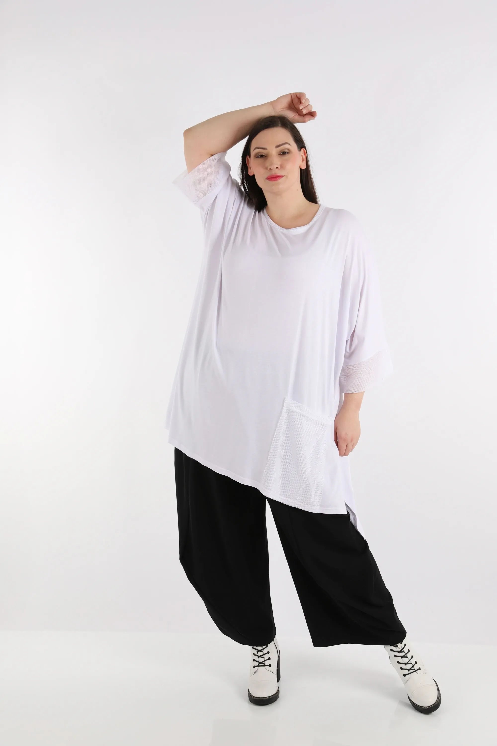  AKH Fashion Bigshirt in kastiger Form, aus Viskose, 1274.06925, Weiß, Schick, Modern, Bequem